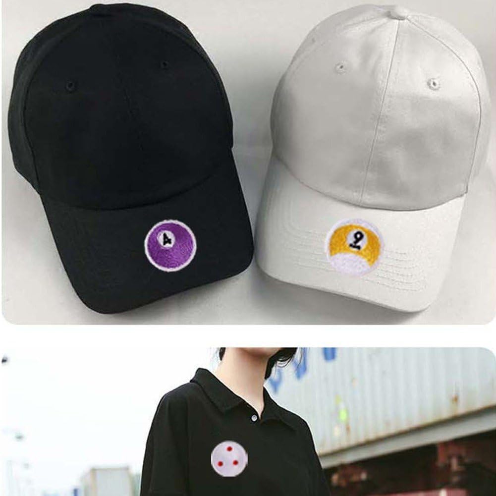 Billiard Ball Embroidery Patch, 16 Pcs Table Tennis Embroidered Badge Sew on Iron on Embroidered Applique Badge Patch DIY Accessory