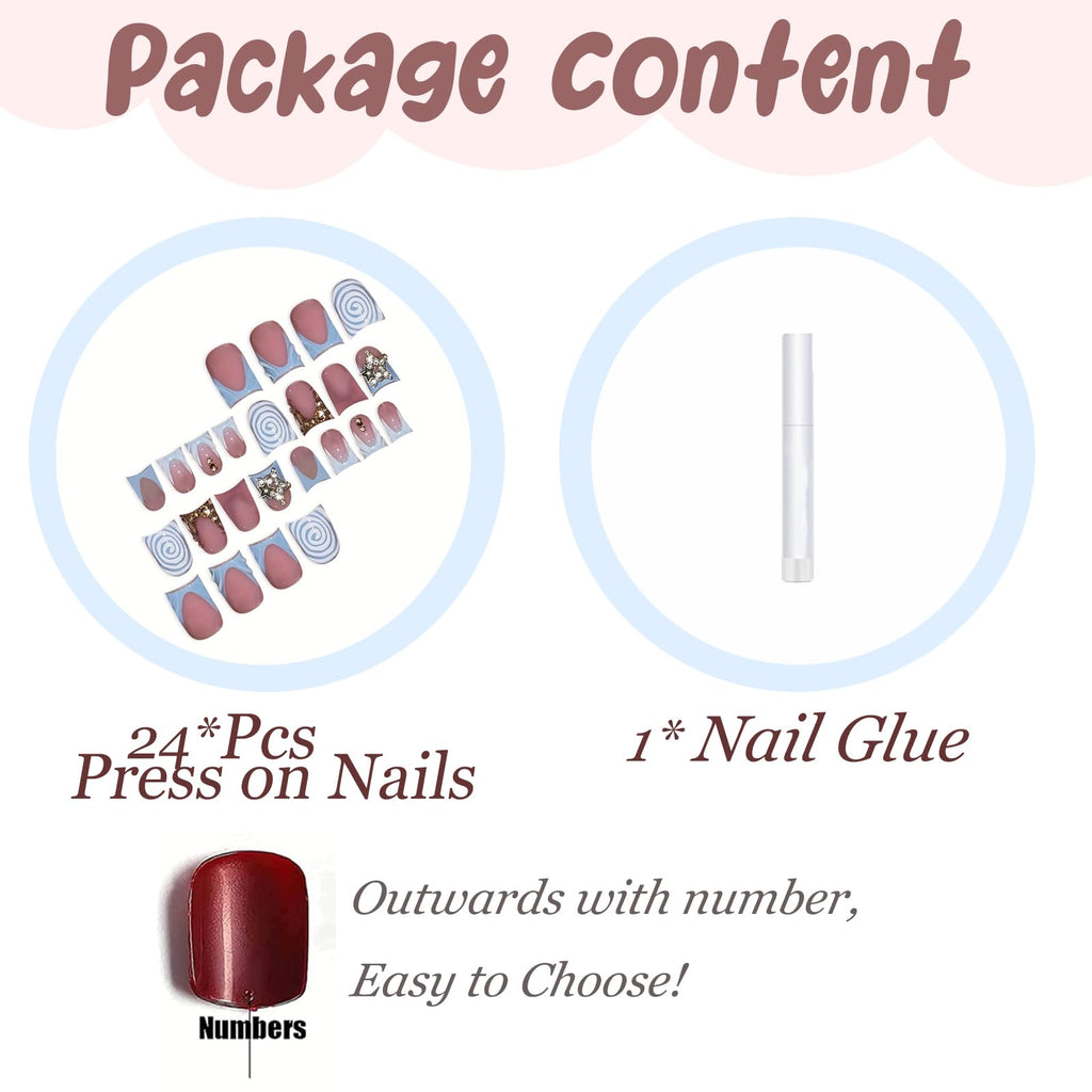 BABALAL Duck Nails Press on Gold Fake Nails