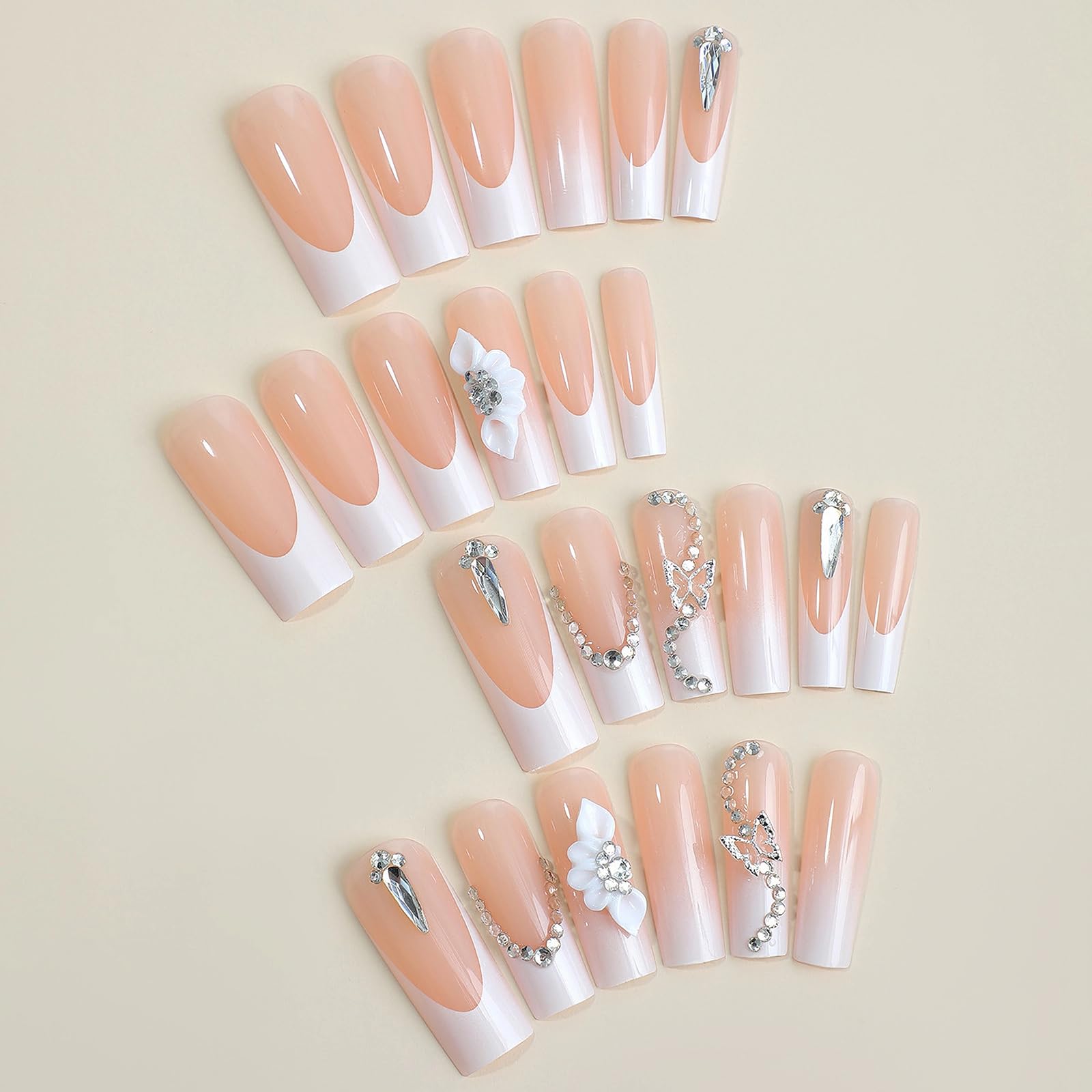 Goth Long Square Acrylic Gothic Y2K Cross Design Press On Nails