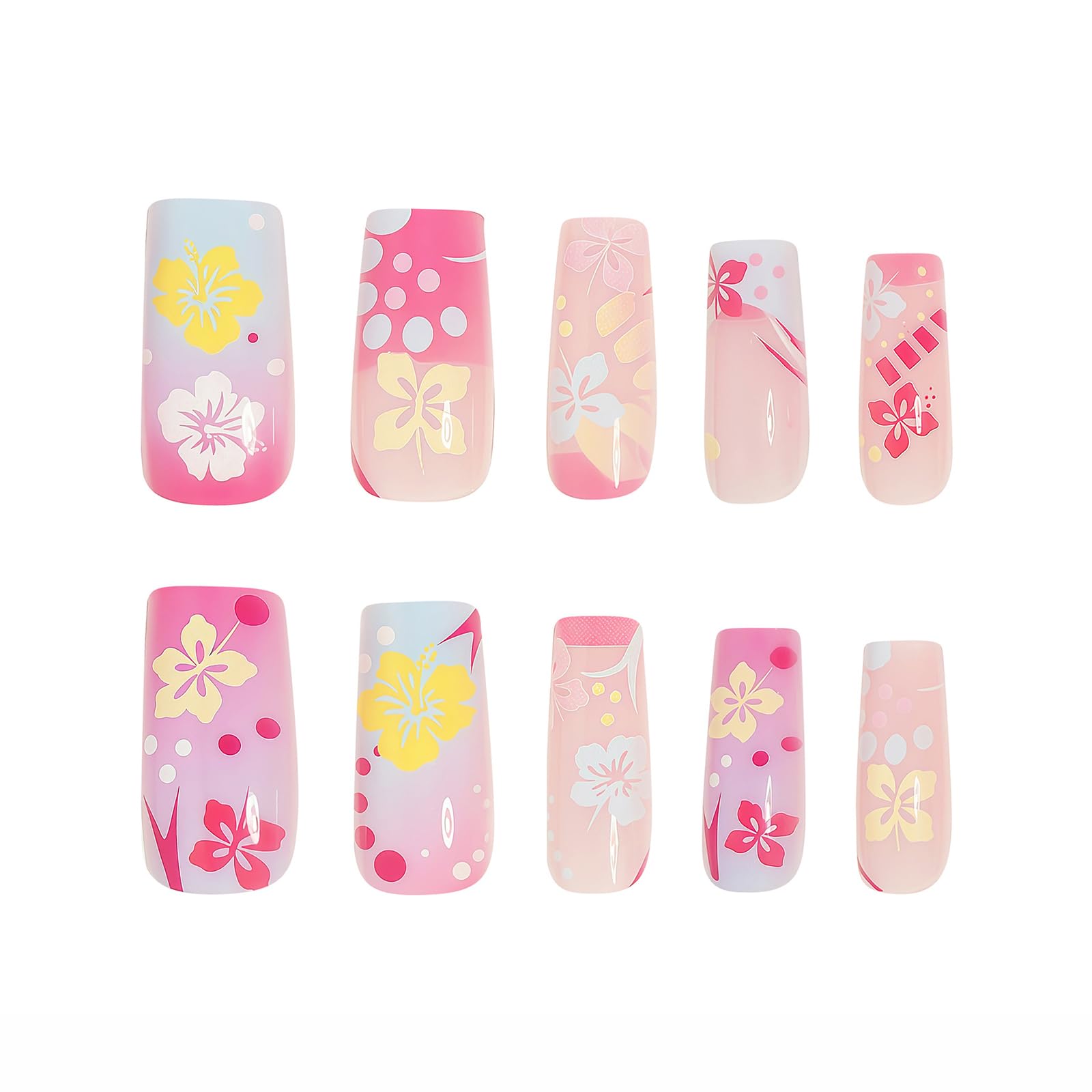 Goth Long Square Acrylic Gothic Y2K Cross Design Press On Nails