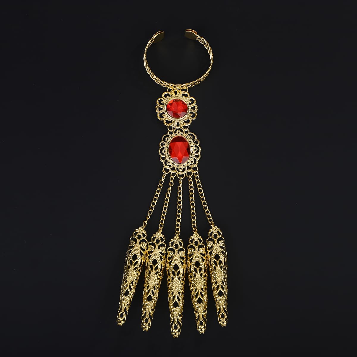 Red Crystal Nail Tip Ethnic Exotic Link Bracelet