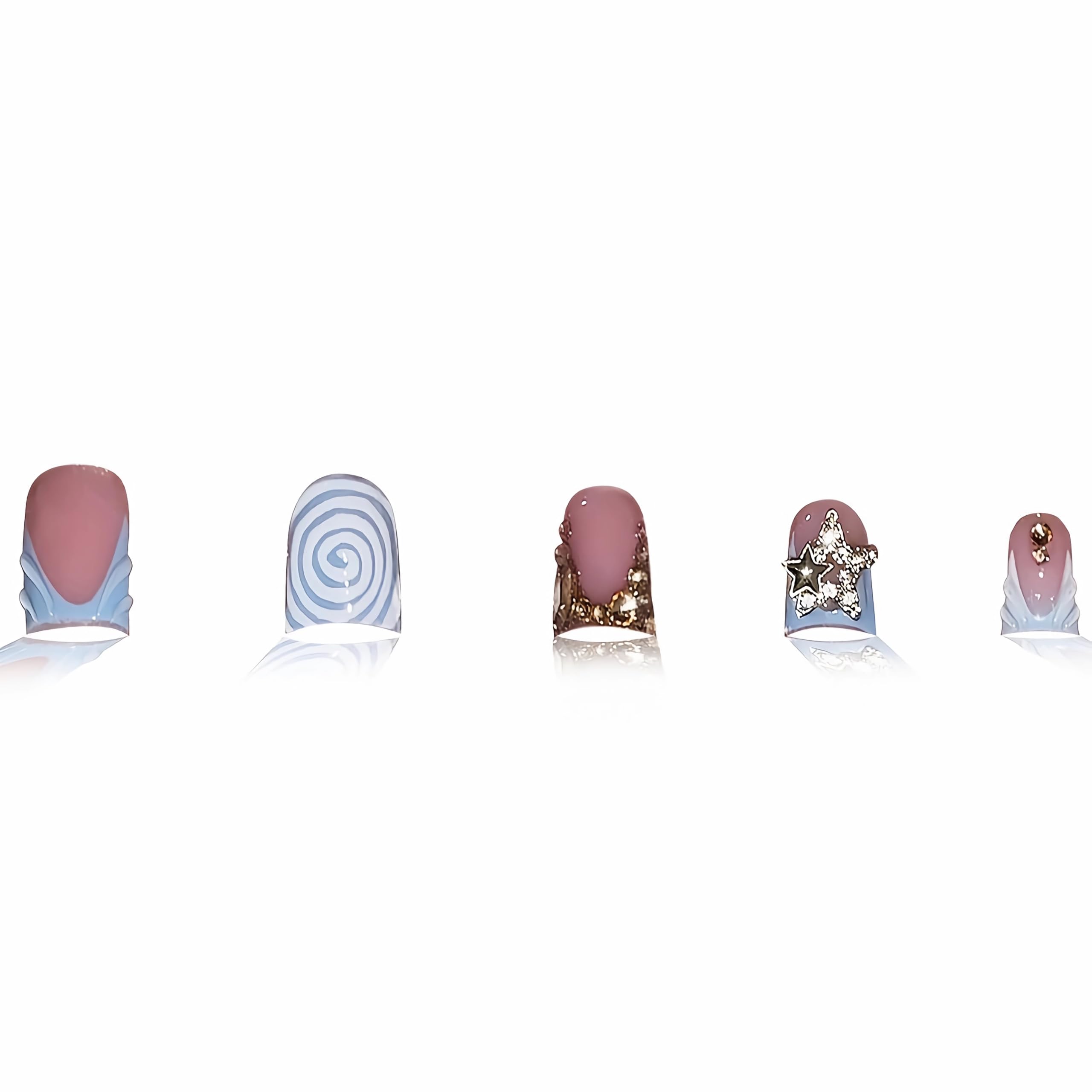 BABALAL Duck Nails Press on Gold Fake Nails