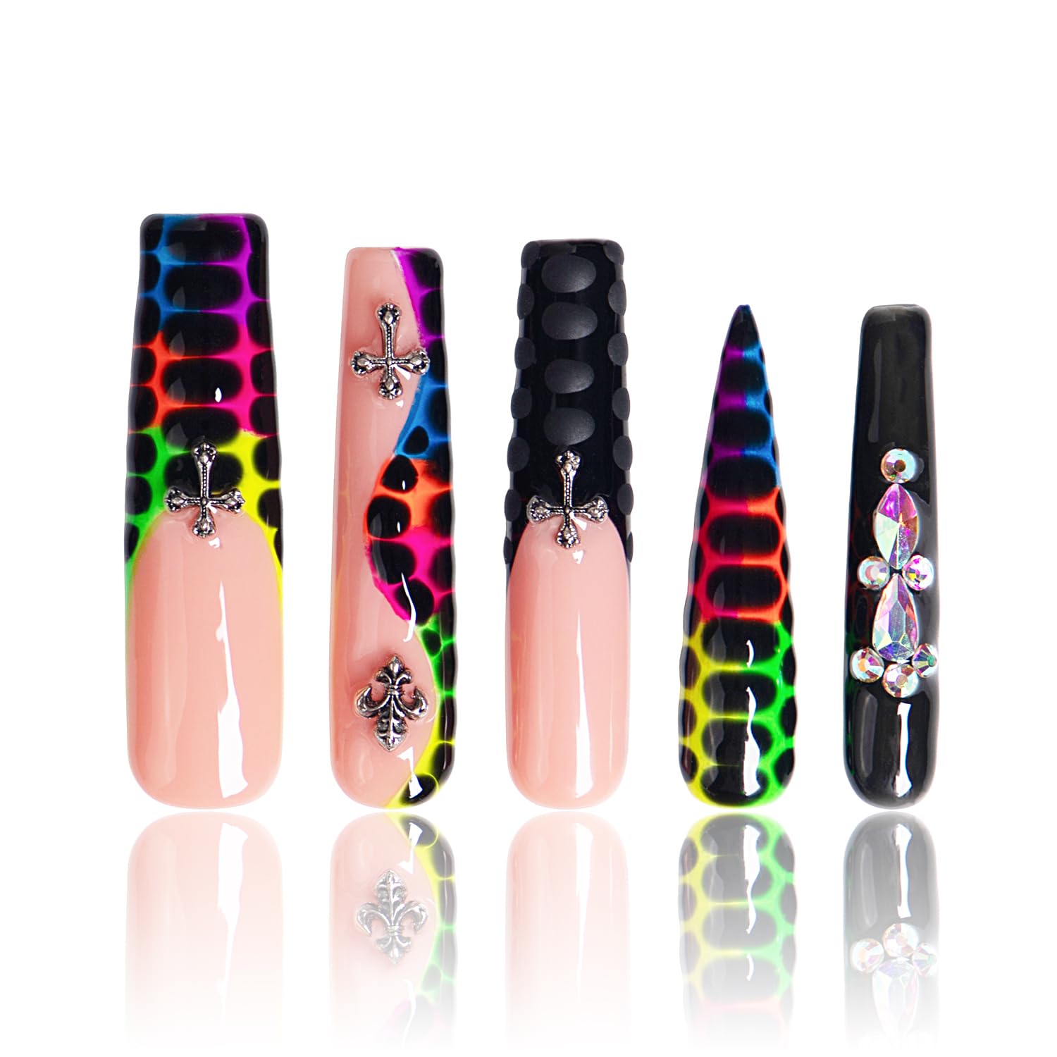 LOVFUL Press on Nails Aquarius | Handmade with Full Covered Crystals |