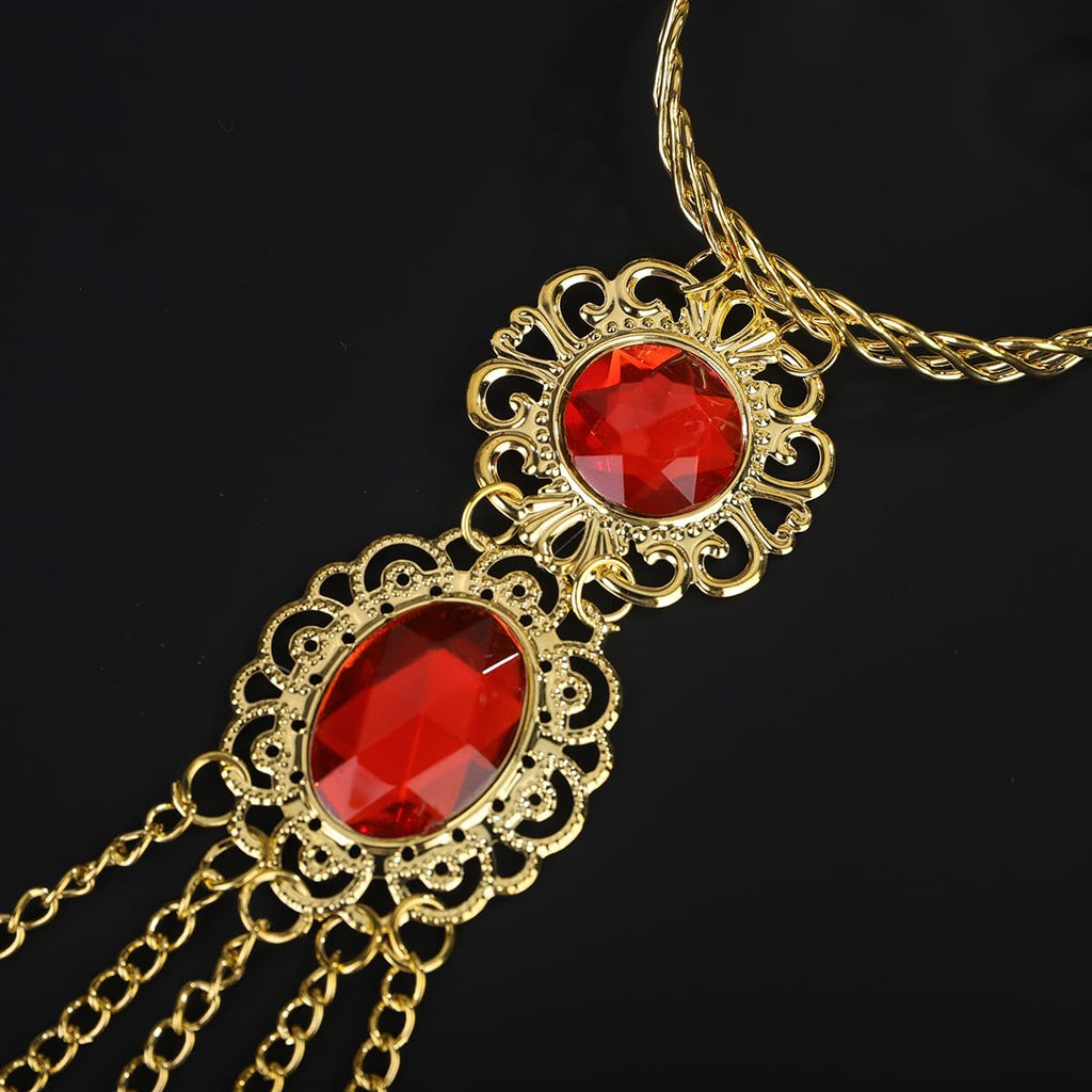 Red Crystal Nail Tip Ethnic Exotic Link Bracelet