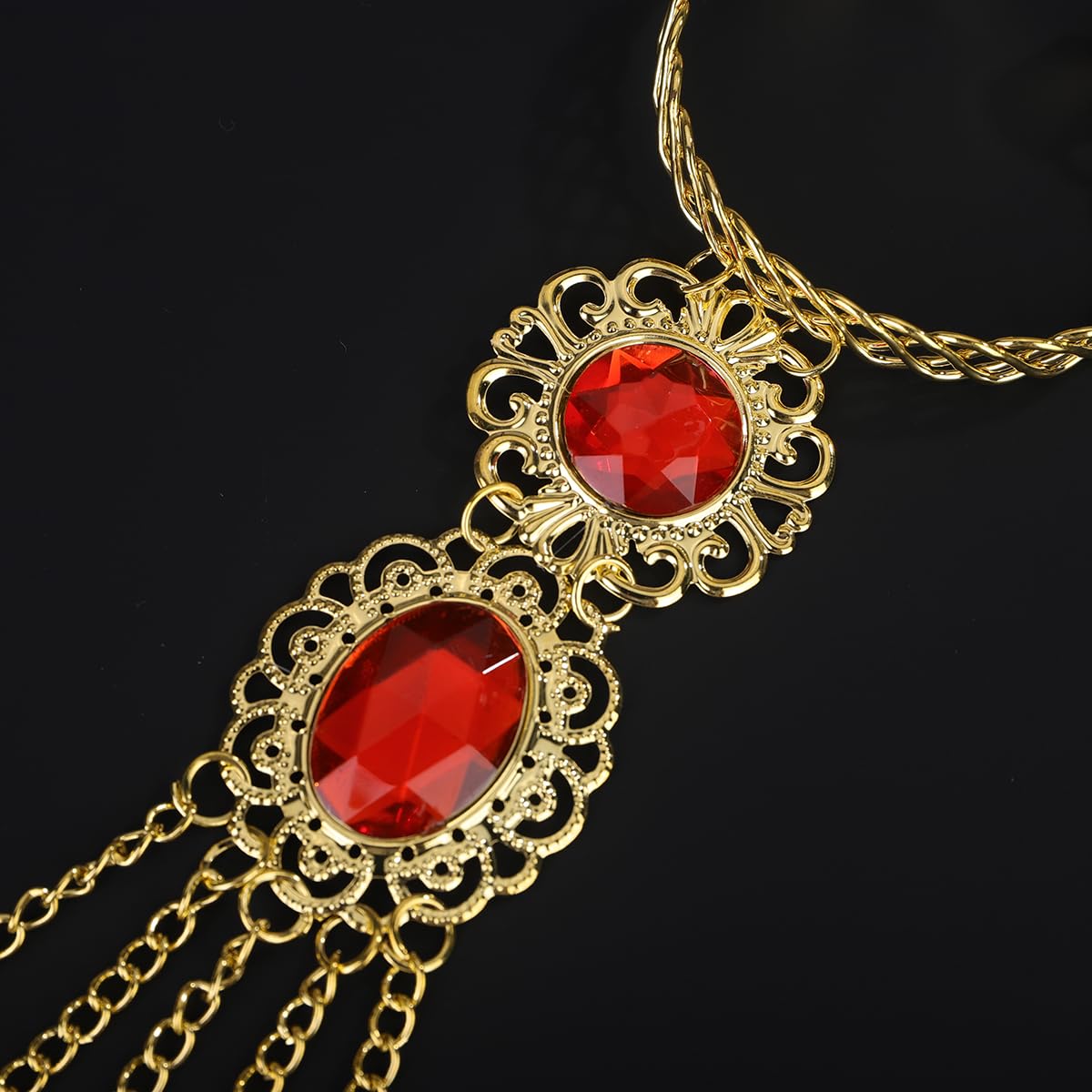 Red Crystal Nail Tip Ethnic Exotic Link Bracelet