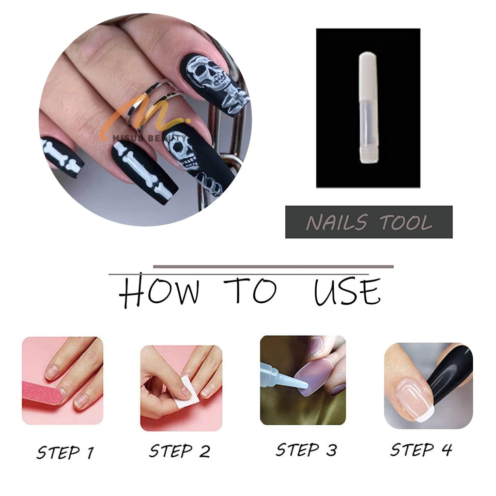 Goth Long Square Acrylic Gothic Y2K Cross Design Press On Nails