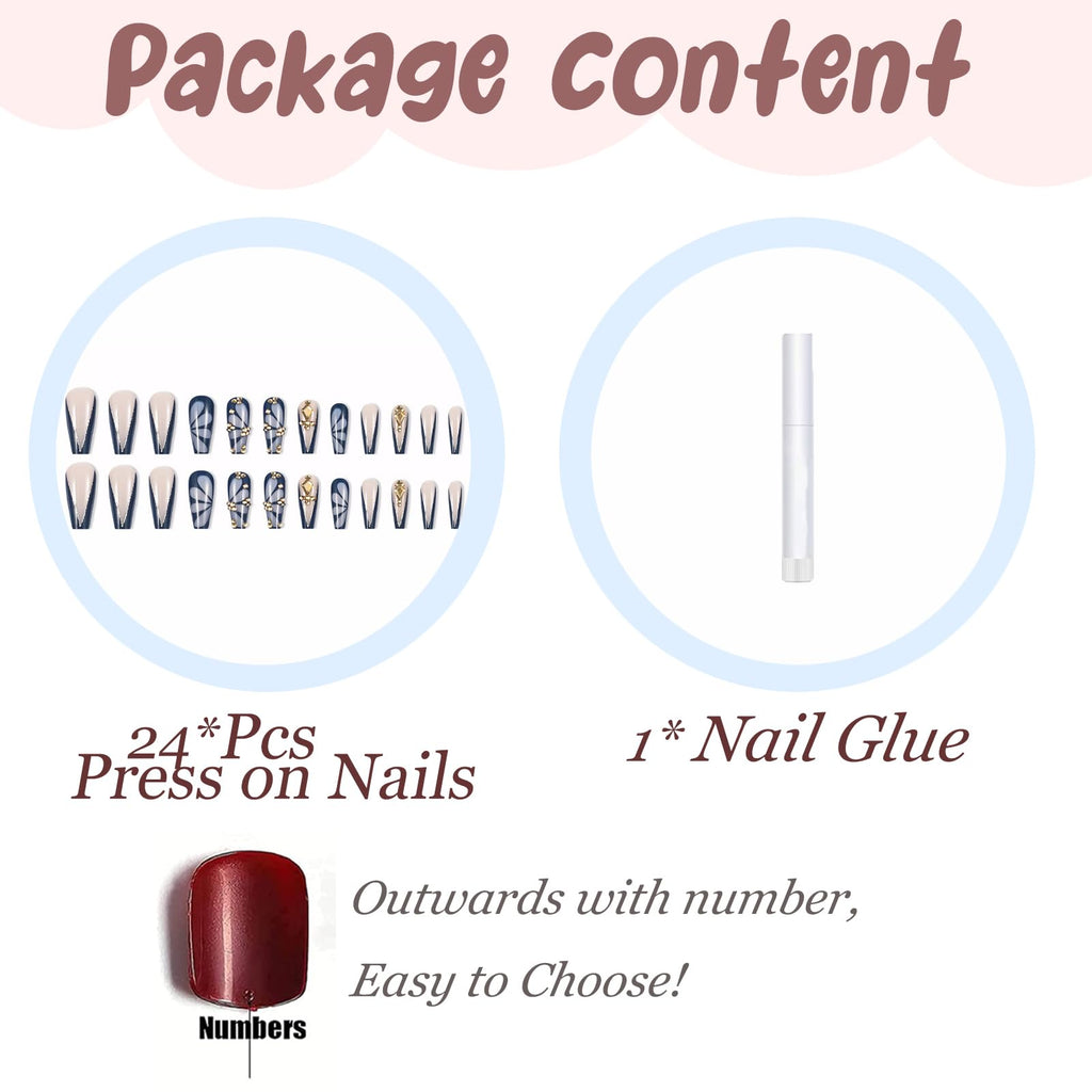 BABALAL Duck Nails Press on Gold Fake Nails