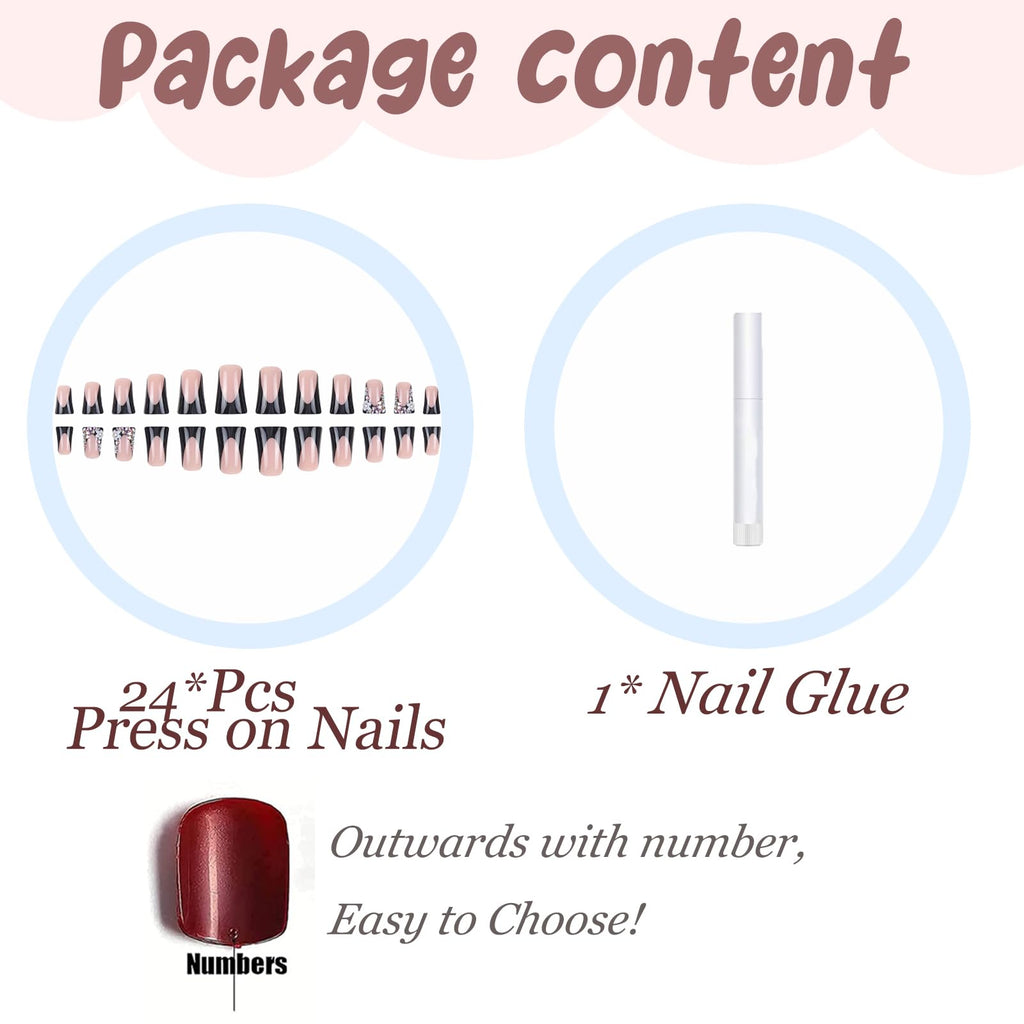 BABALAL Duck Nails Press on Gold Fake Nails
