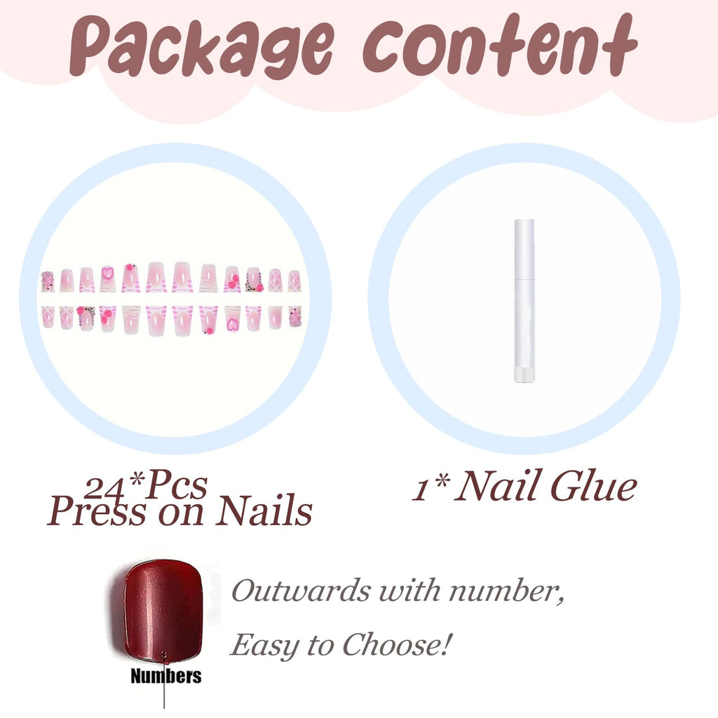BABALAL Duck Nails Press on Gold Fake Nails
