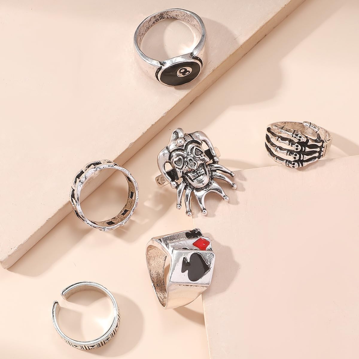 26 Pcs Vintage Silver Punk Rings Set