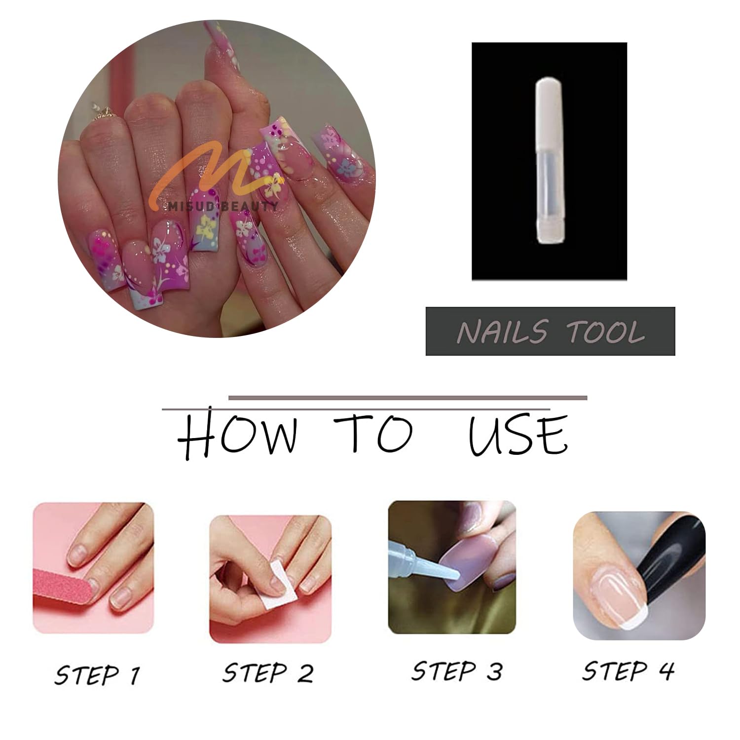 Goth Long Square Acrylic Gothic Y2K Cross Design Press On Nails