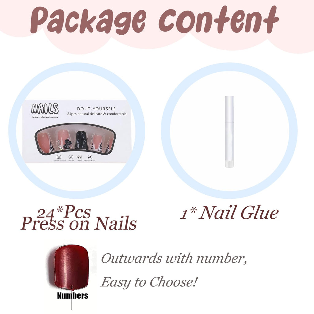 BABALAL Duck Nails Press on Gold Fake Nails