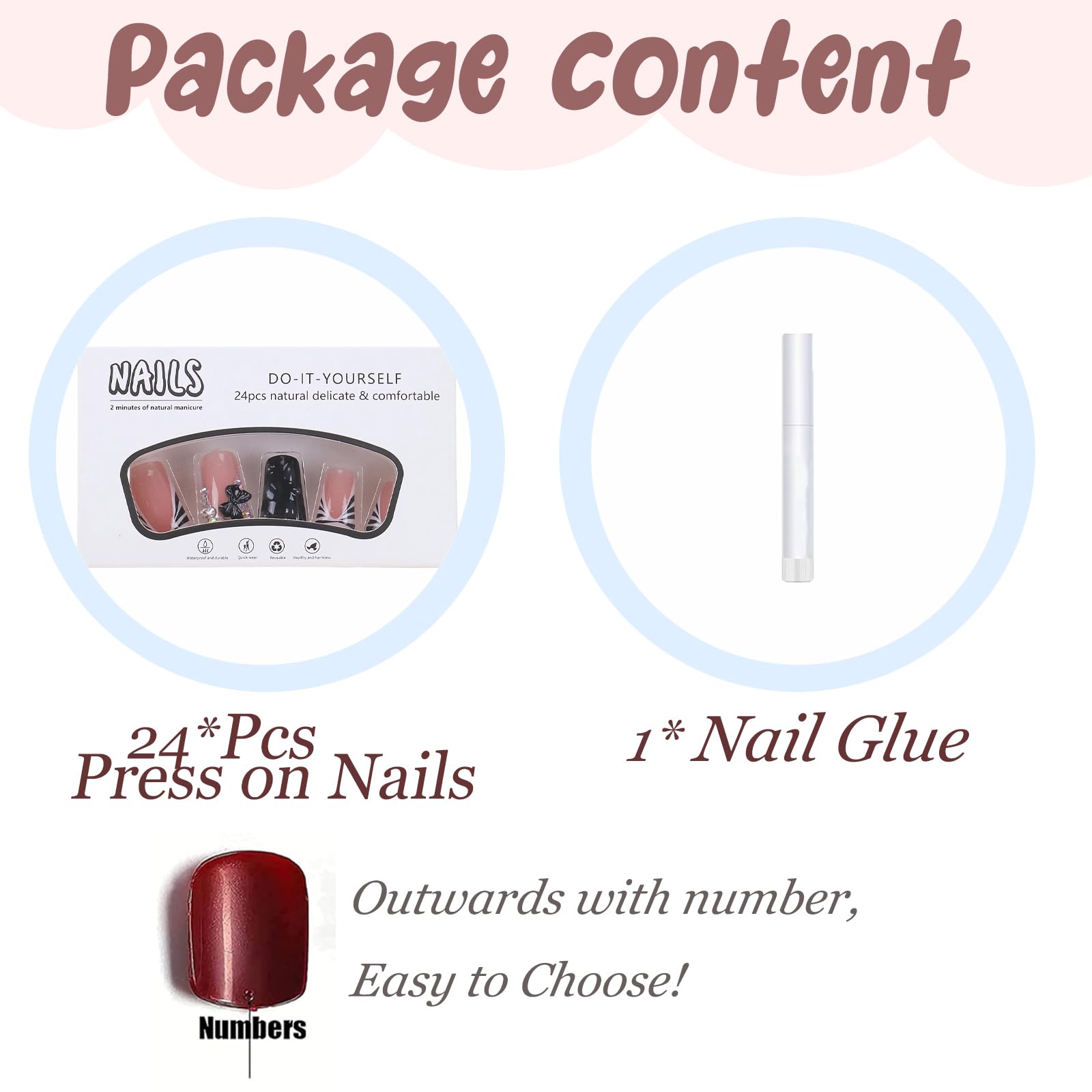 BABALAL Duck Nails Press on Gold Fake Nails