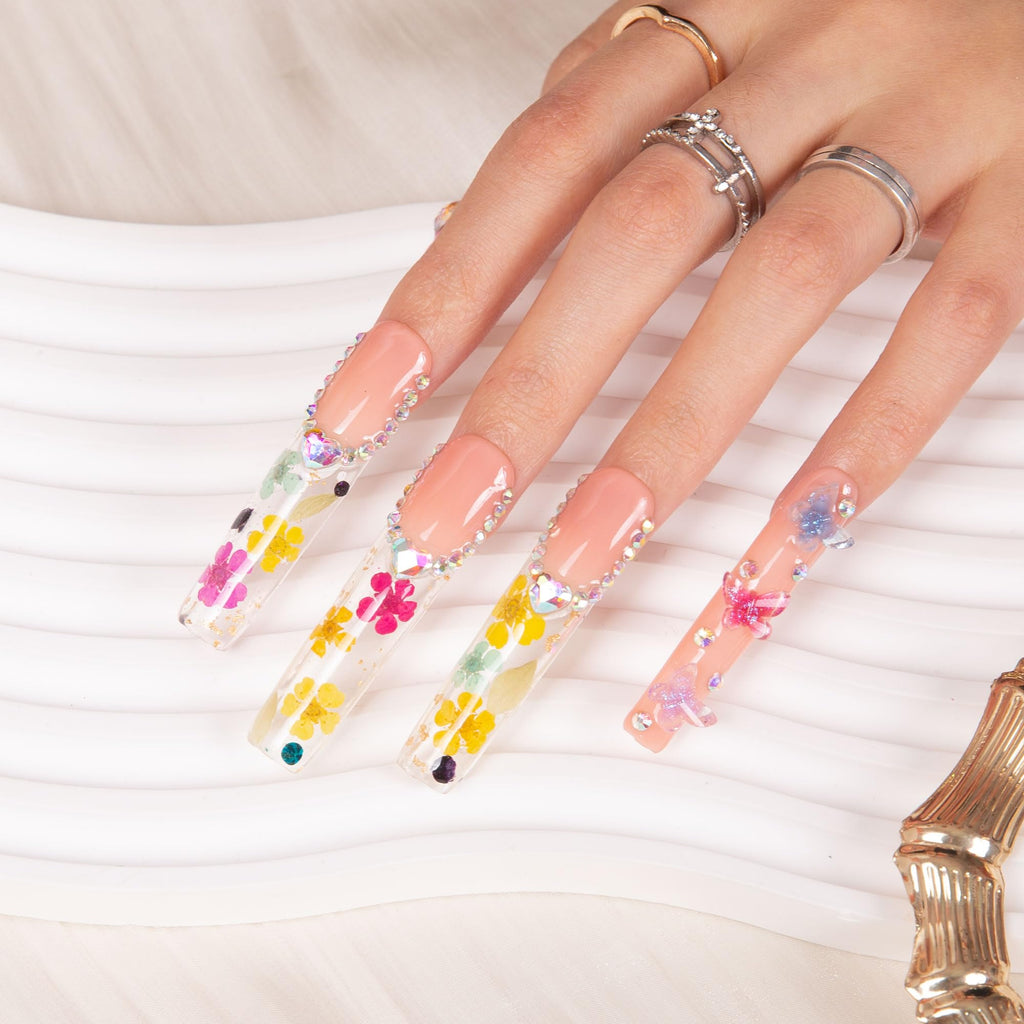 LOVFUL Press on Nails Aquarius | Handmade with Full Covered Crystals |
