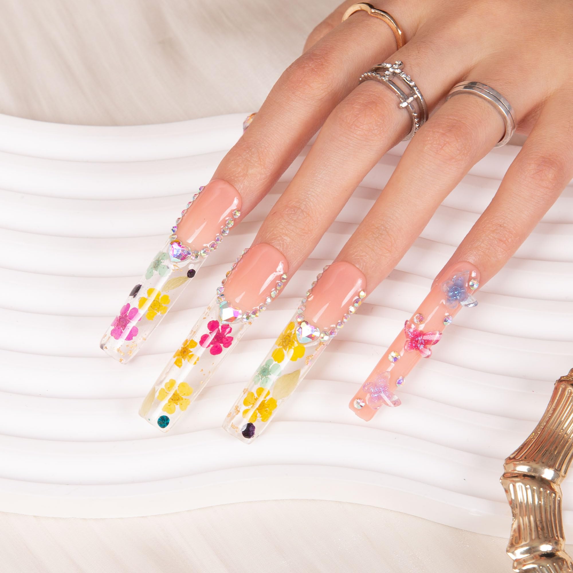 LOVFUL Press on Nails Aquarius | Handmade with Full Covered Crystals |