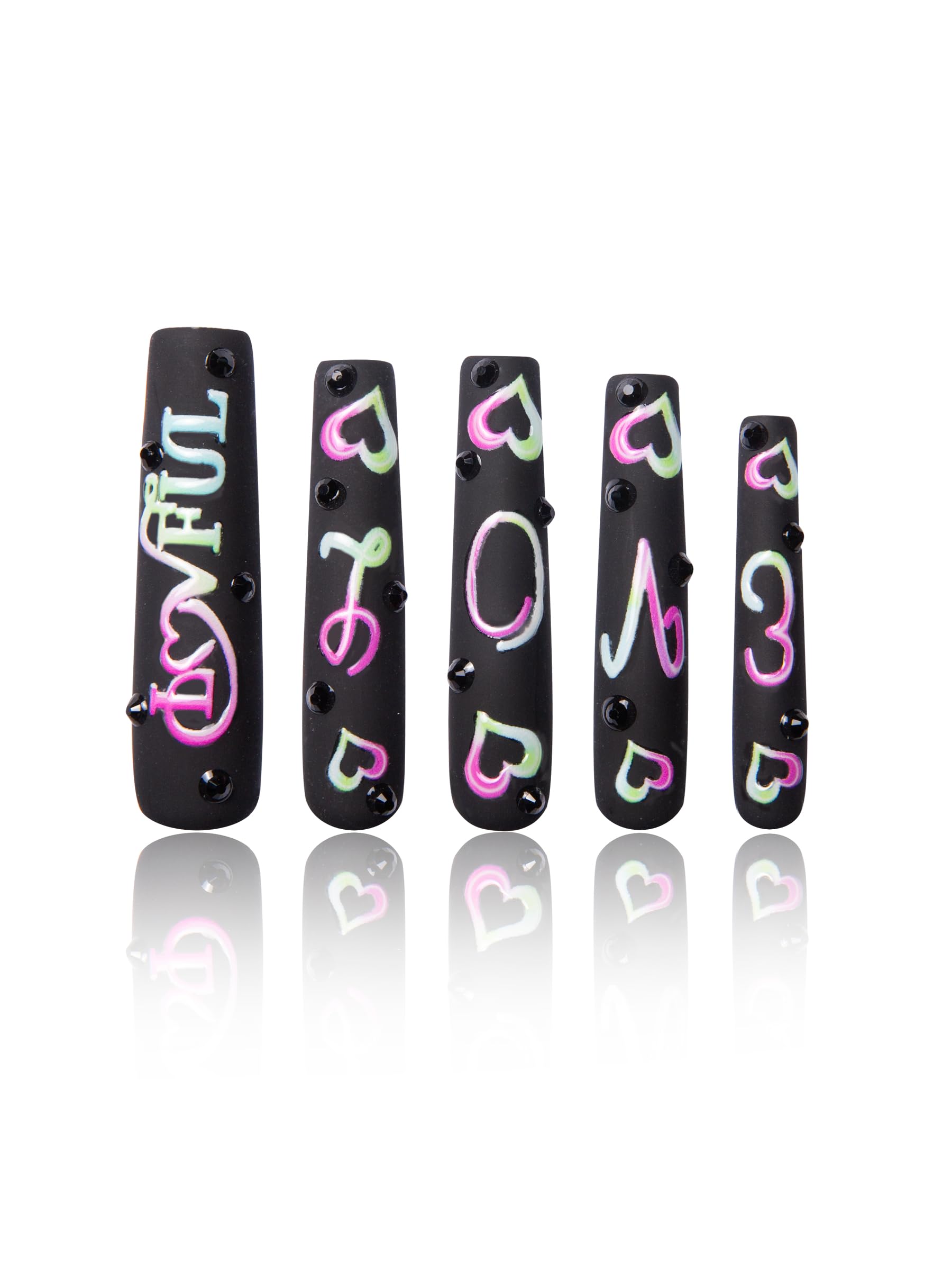 LOVFUL Press on Nails Aquarius | Handmade with Full Covered Crystals |