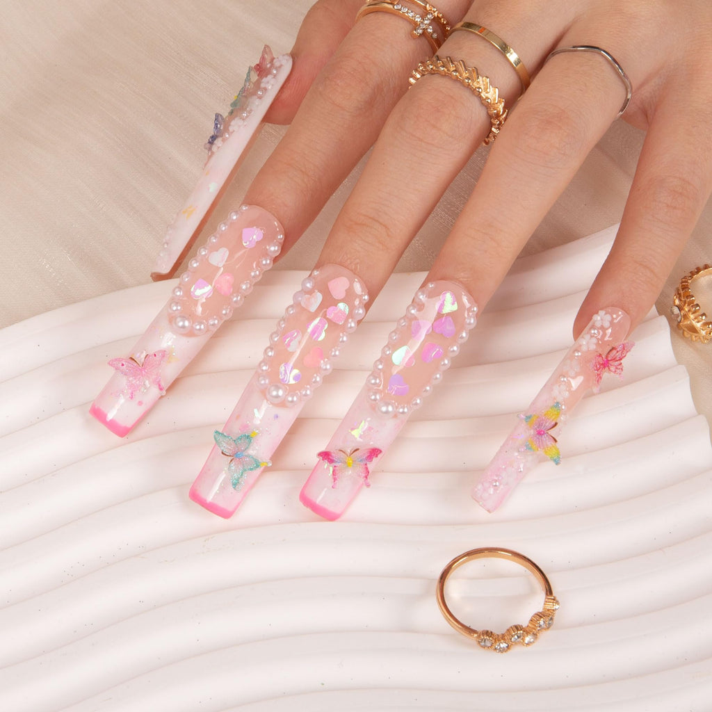 LOVFUL Press on Nails Aquarius | Handmade with Full Covered Crystals |
