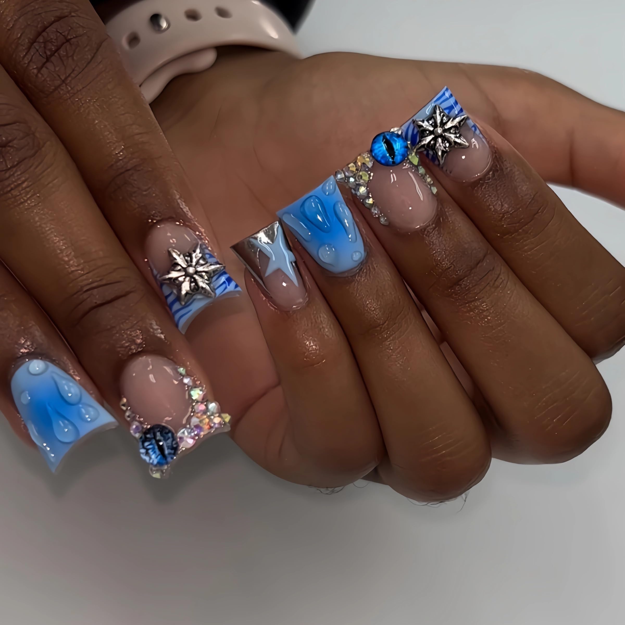BABALAL Duck Nails Press on Gold Fake Nails