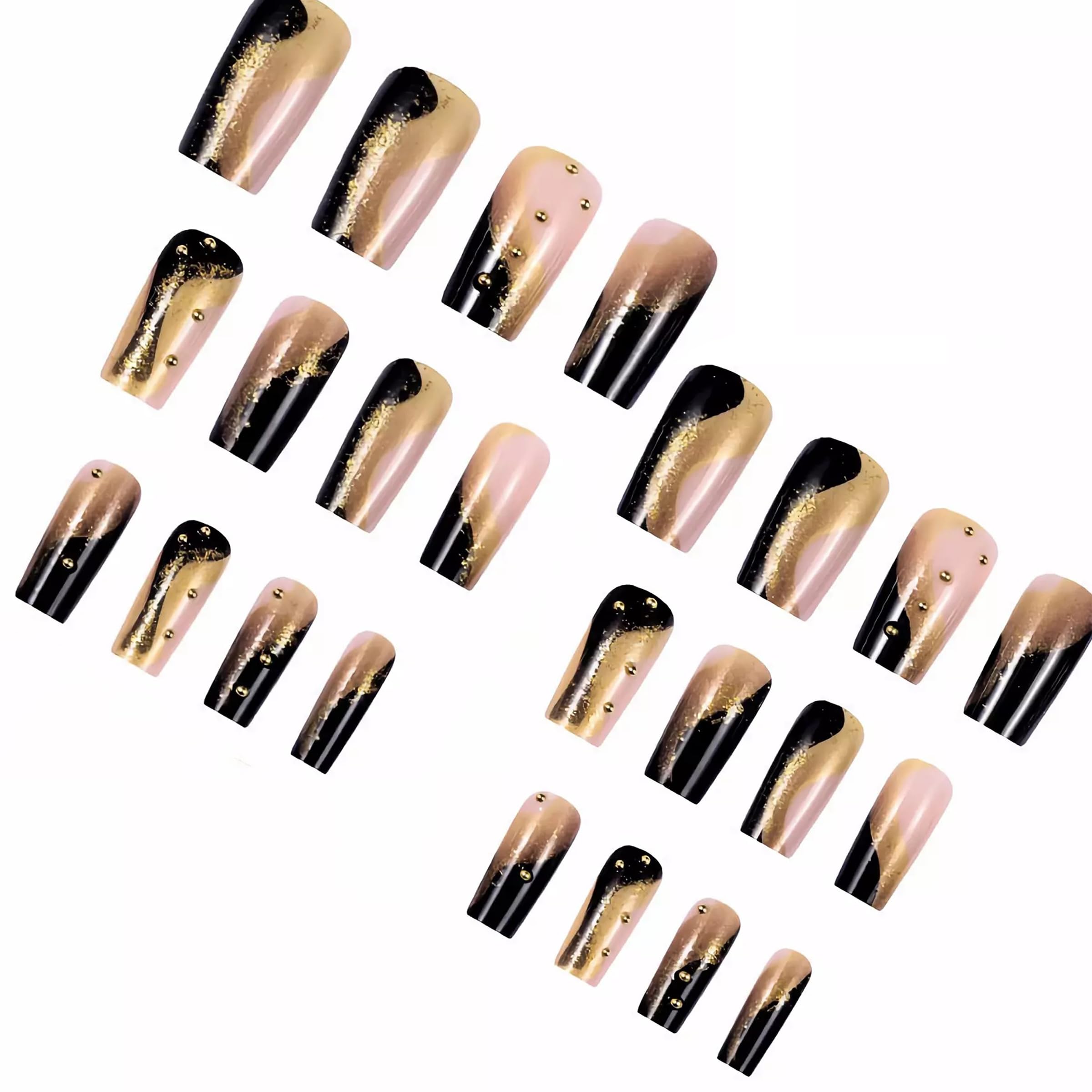 BABALAL Duck Nails Press on Gold Fake Nails