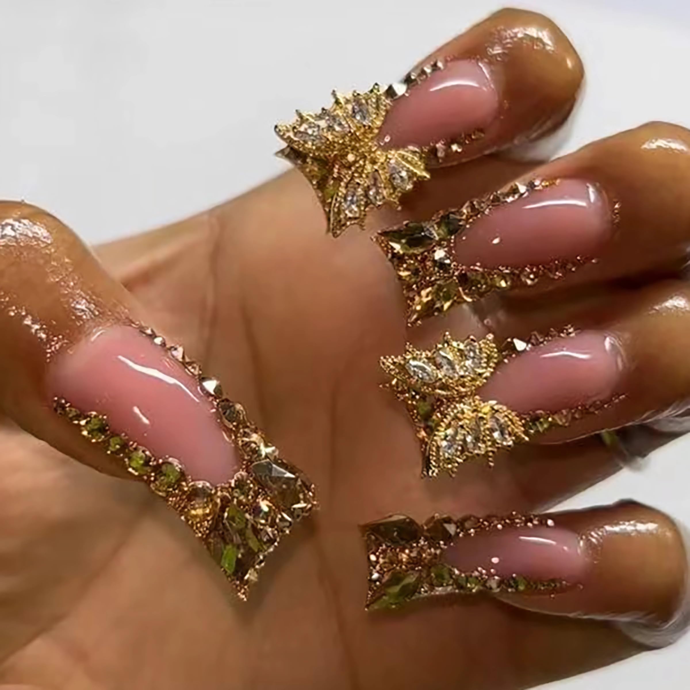 BABALAL Duck Nails Press on Gold Fake Nails