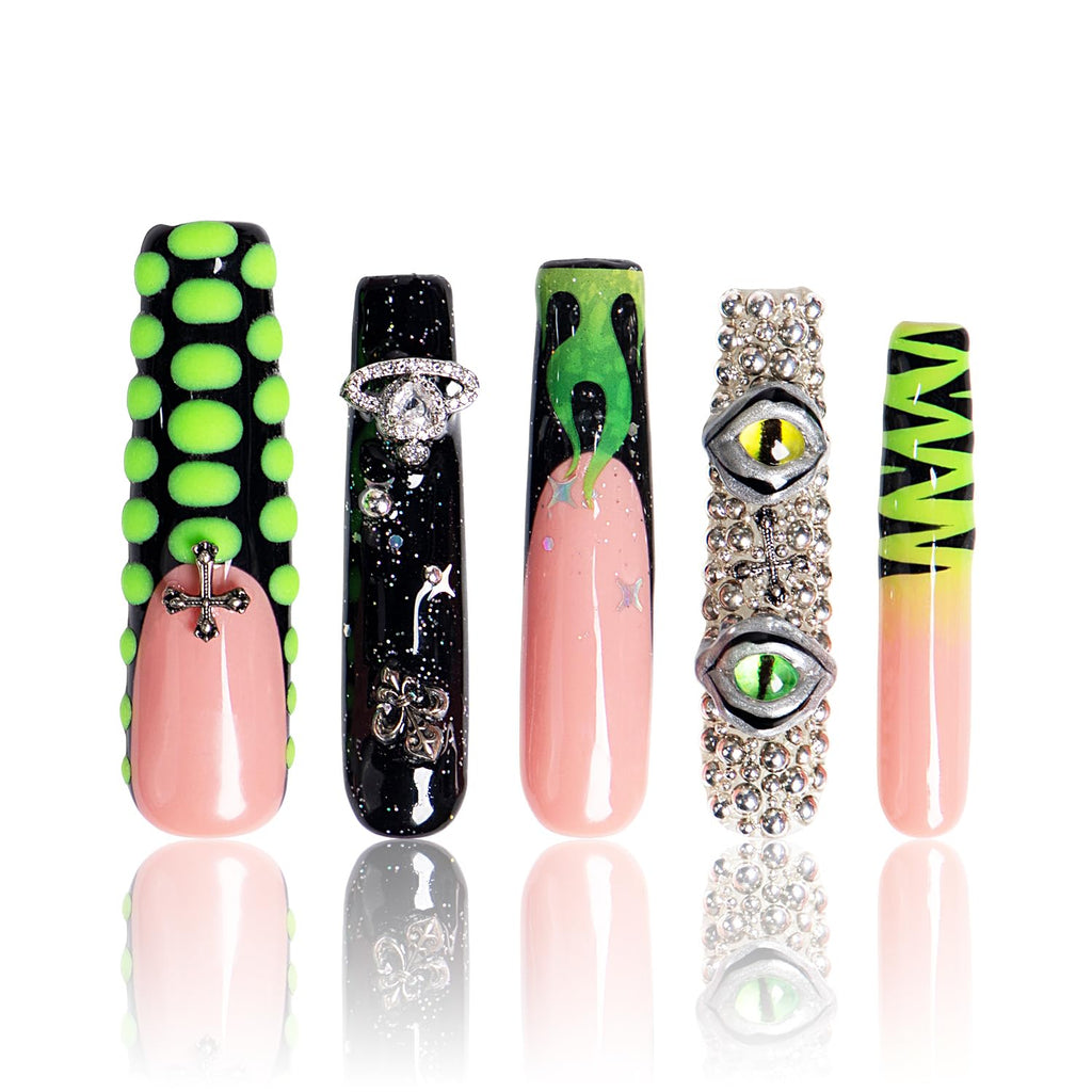 LOVFUL Press on Nails Aquarius | Handmade with Full Covered Crystals |