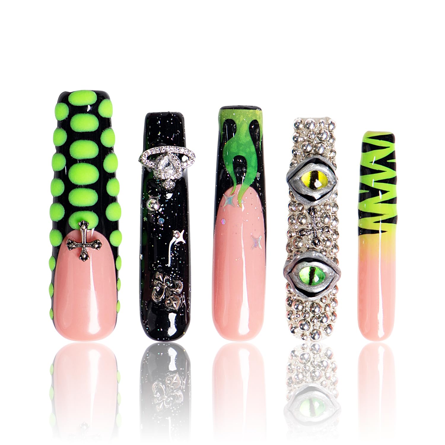 LOVFUL Press on Nails Aquarius | Handmade with Full Covered Crystals |