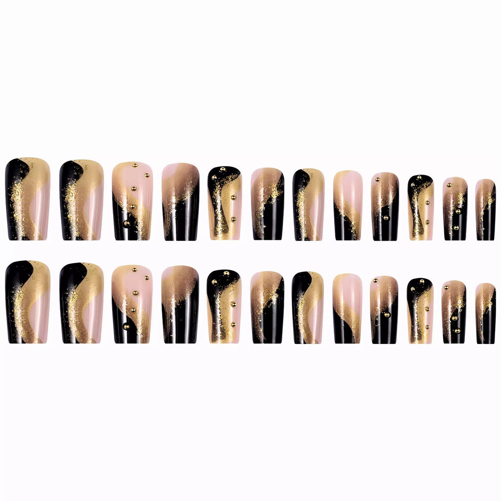 BABALAL Duck Nails Press on Gold Fake Nails