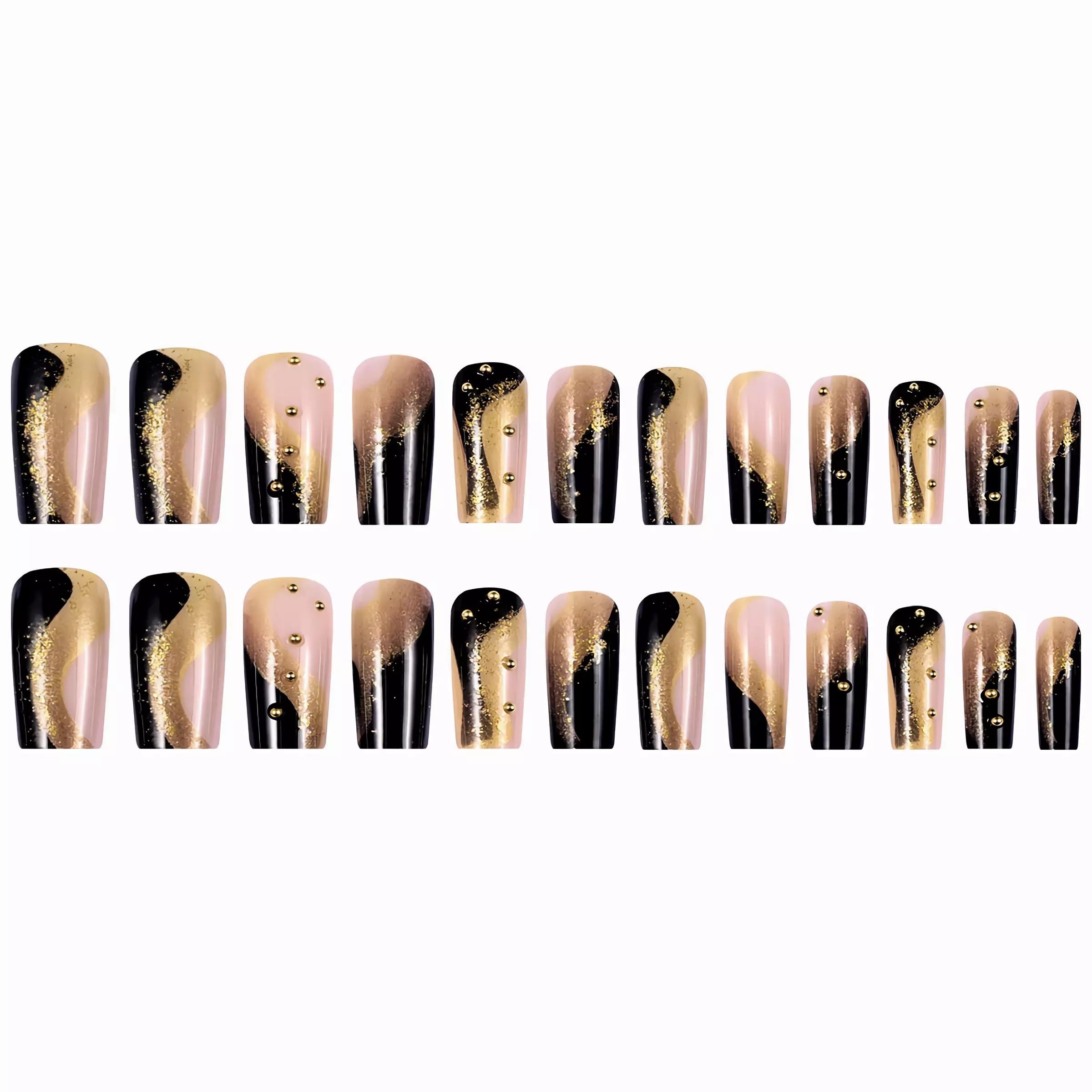 BABALAL Duck Nails Press on Gold Fake Nails