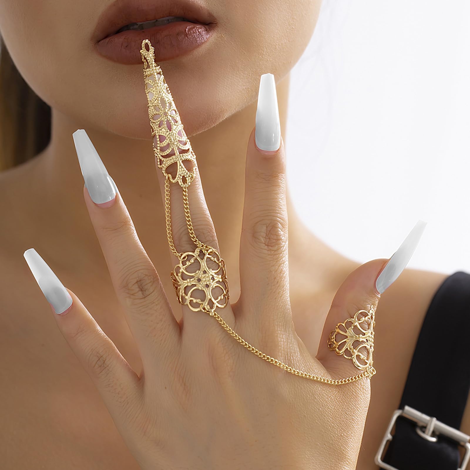 YANCHUN Goth Bracelets Finger Nails Tip Claw Rings