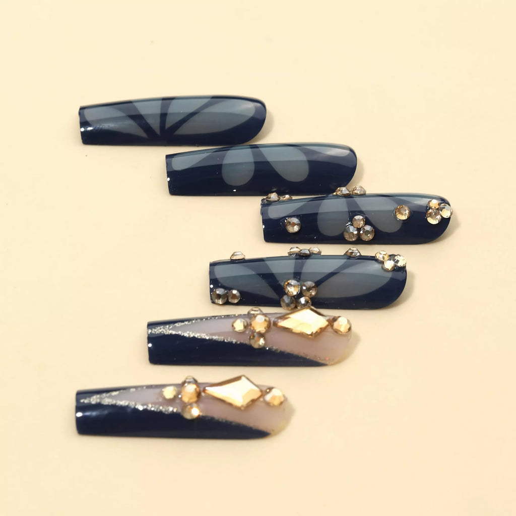 BABALAL Duck Nails Press on Gold Fake Nails