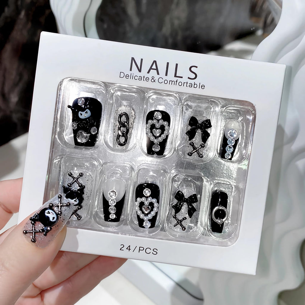 BABALAL Duck Nails Press on Gold Fake Nails