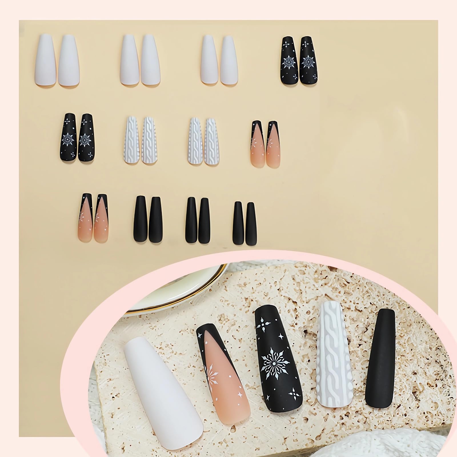 BABALAL Duck Nails Press on Gold Fake Nails
