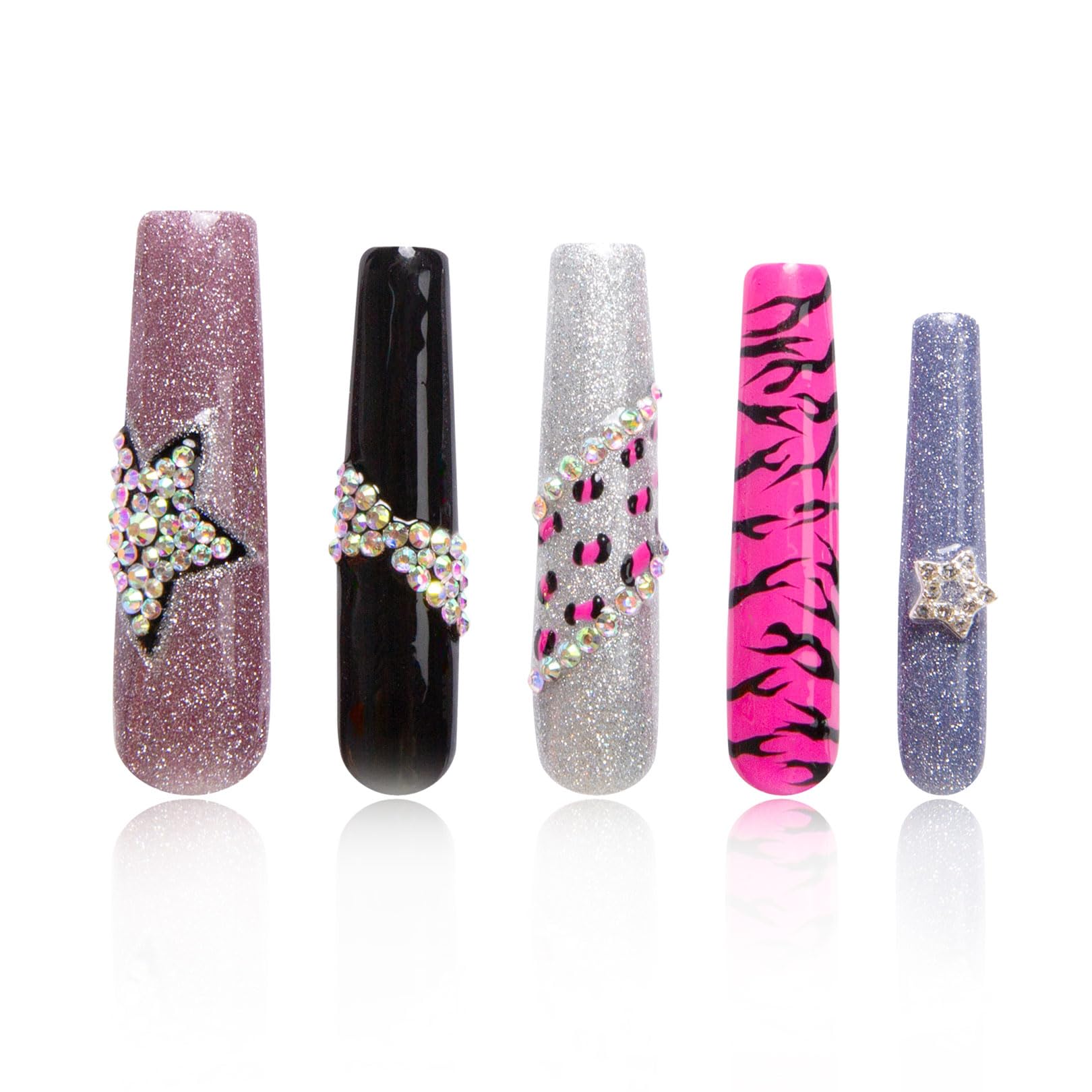 LOVFUL Press on Nails Aquarius | Handmade with Full Covered Crystals |
