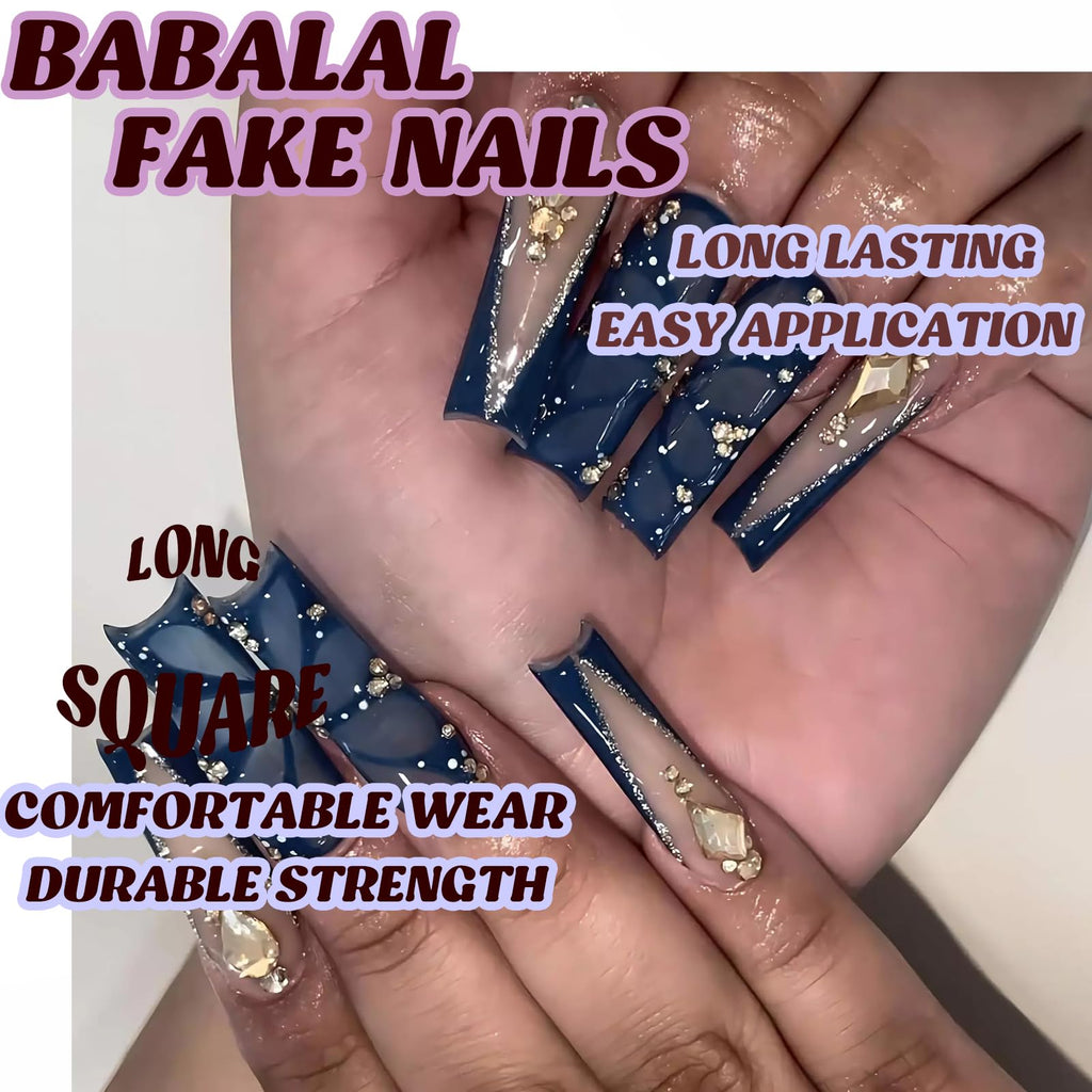 BABALAL Duck Nails Press on Gold Fake Nails