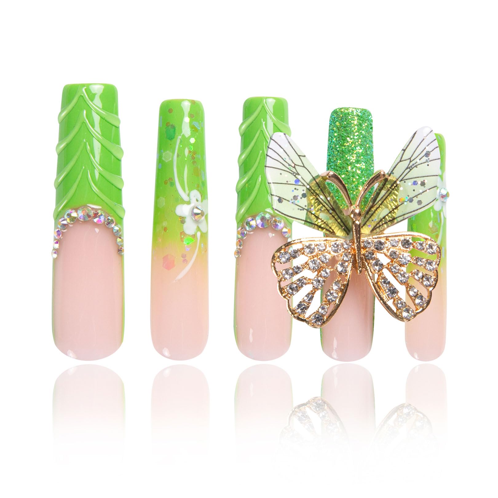 LOVFUL Press on Nails Aquarius | Handmade with Full Covered Crystals |