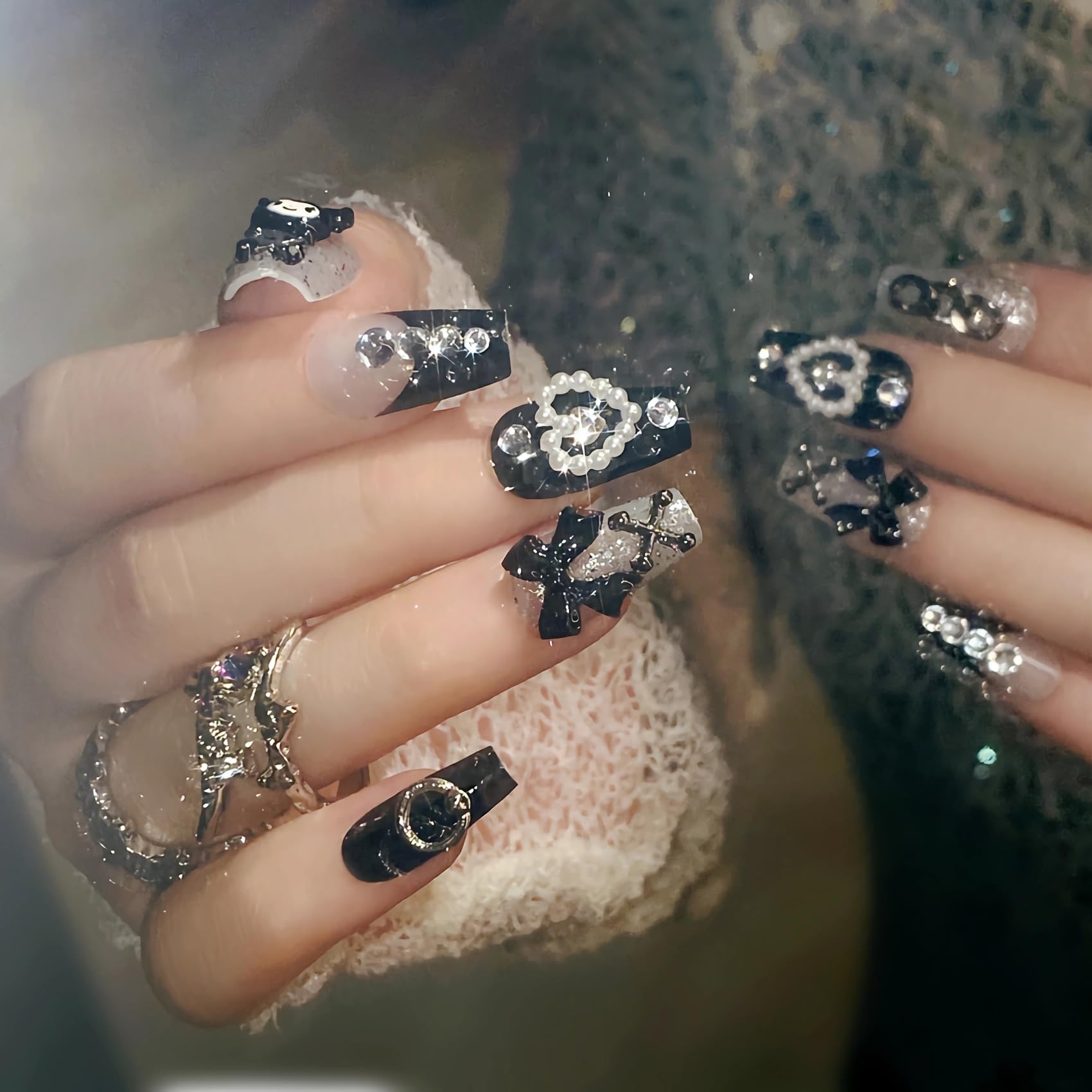 BABALAL Duck Nails Press on Gold Fake Nails