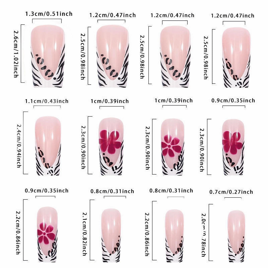 Goth Long Square Acrylic Gothic Y2K Cross Design Press On Nails