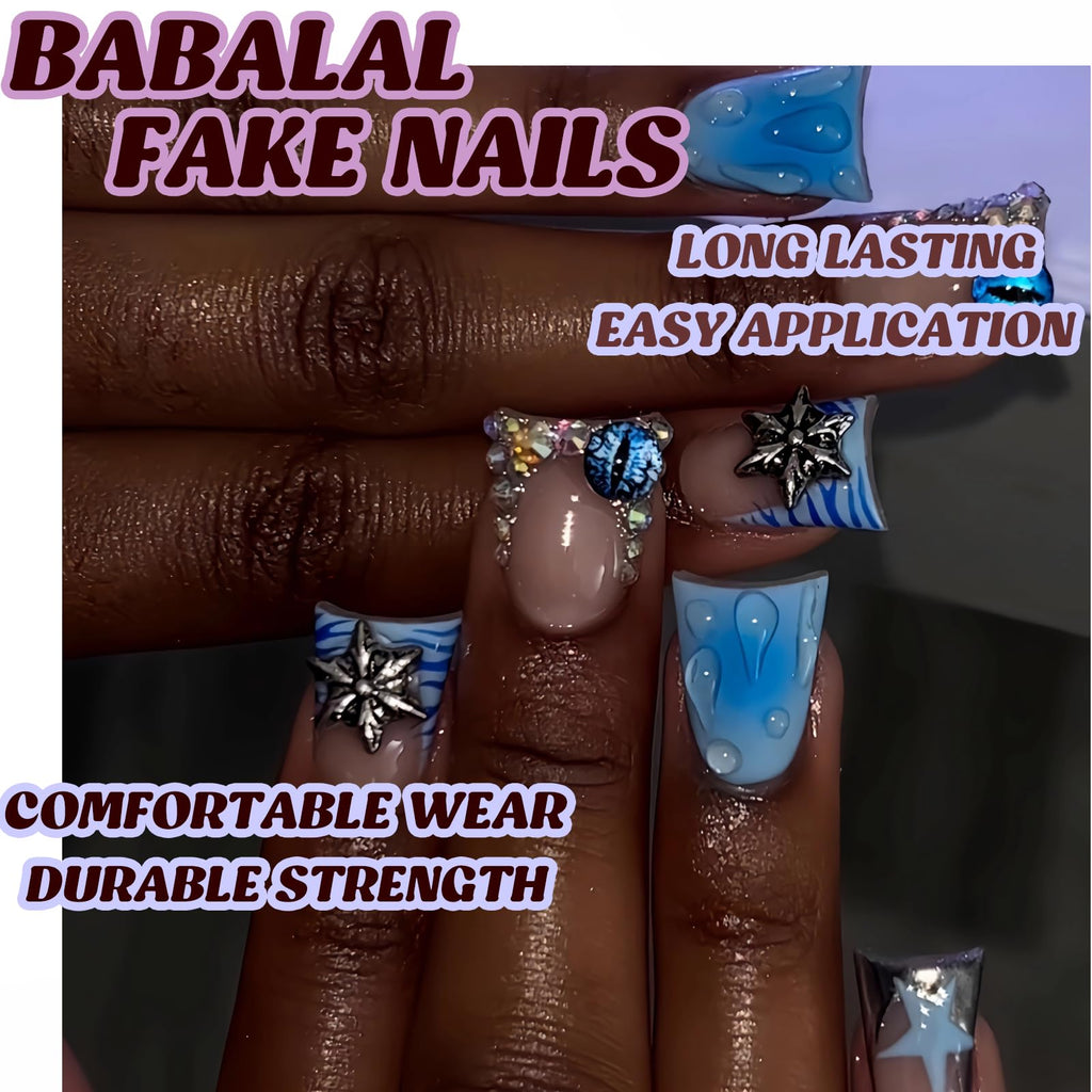 BABALAL Duck Nails Press on Gold Fake Nails