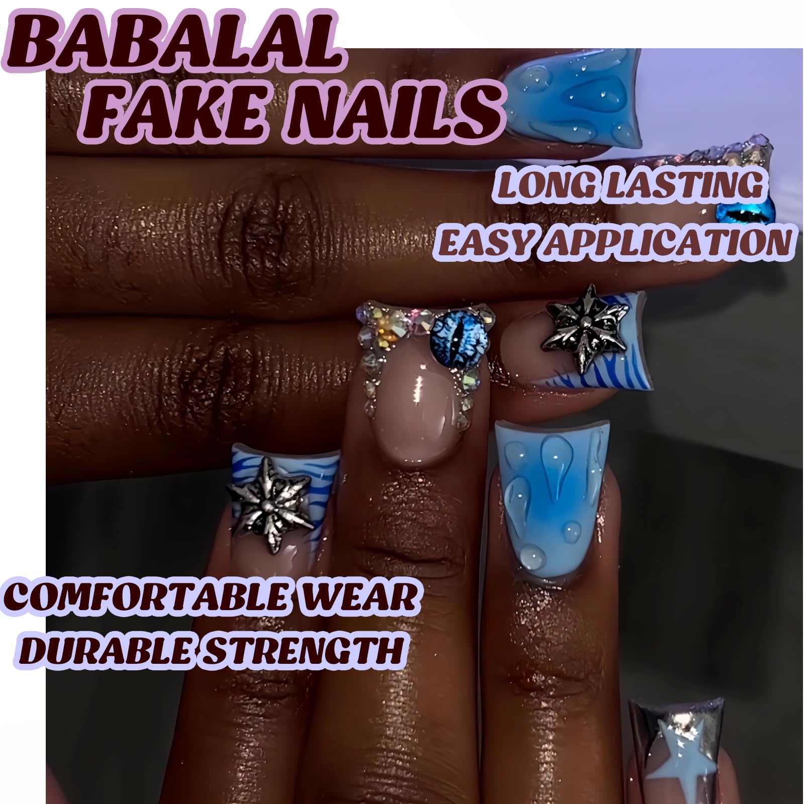BABALAL Duck Nails Press on Gold Fake Nails