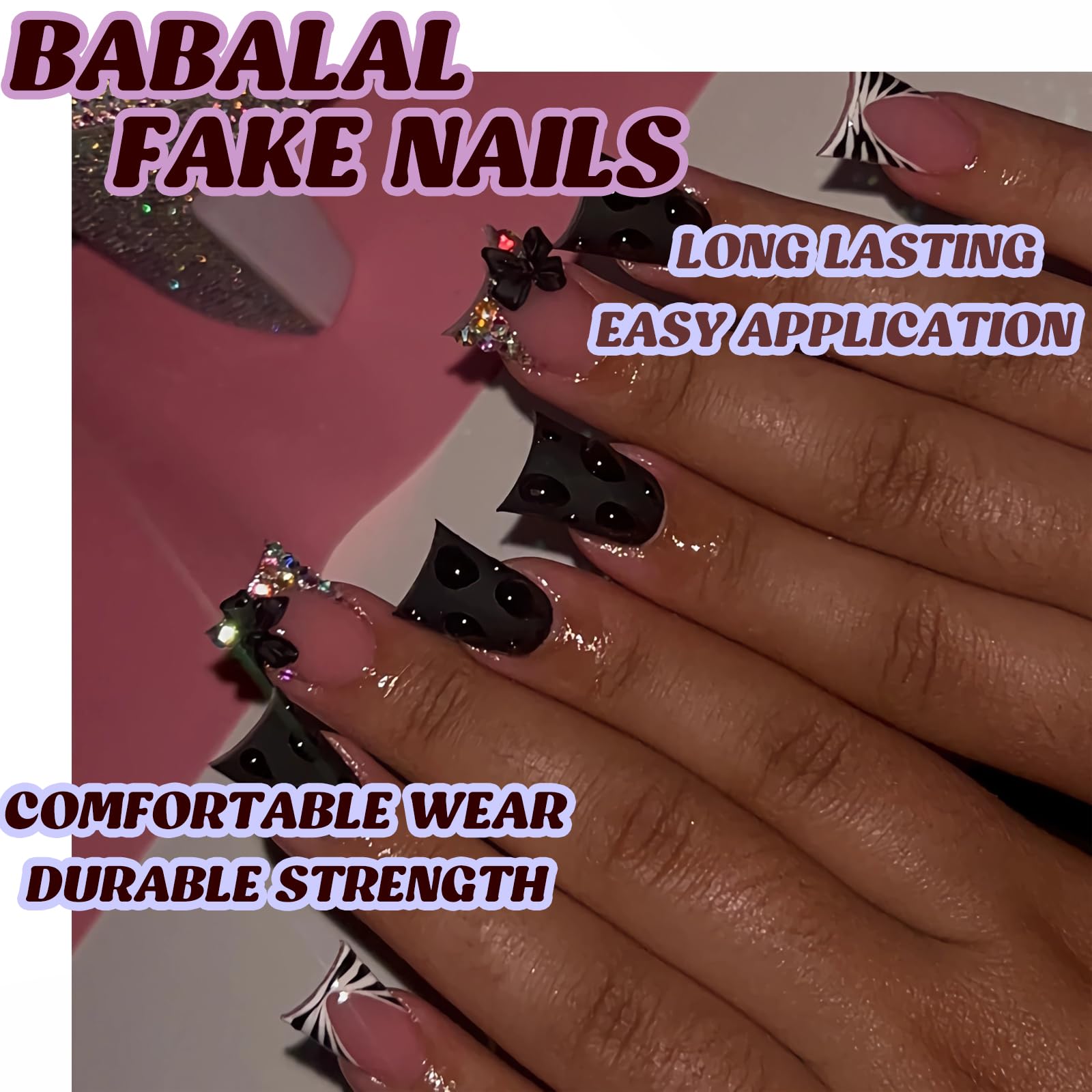 BABALAL Duck Nails Press on Gold Fake Nails