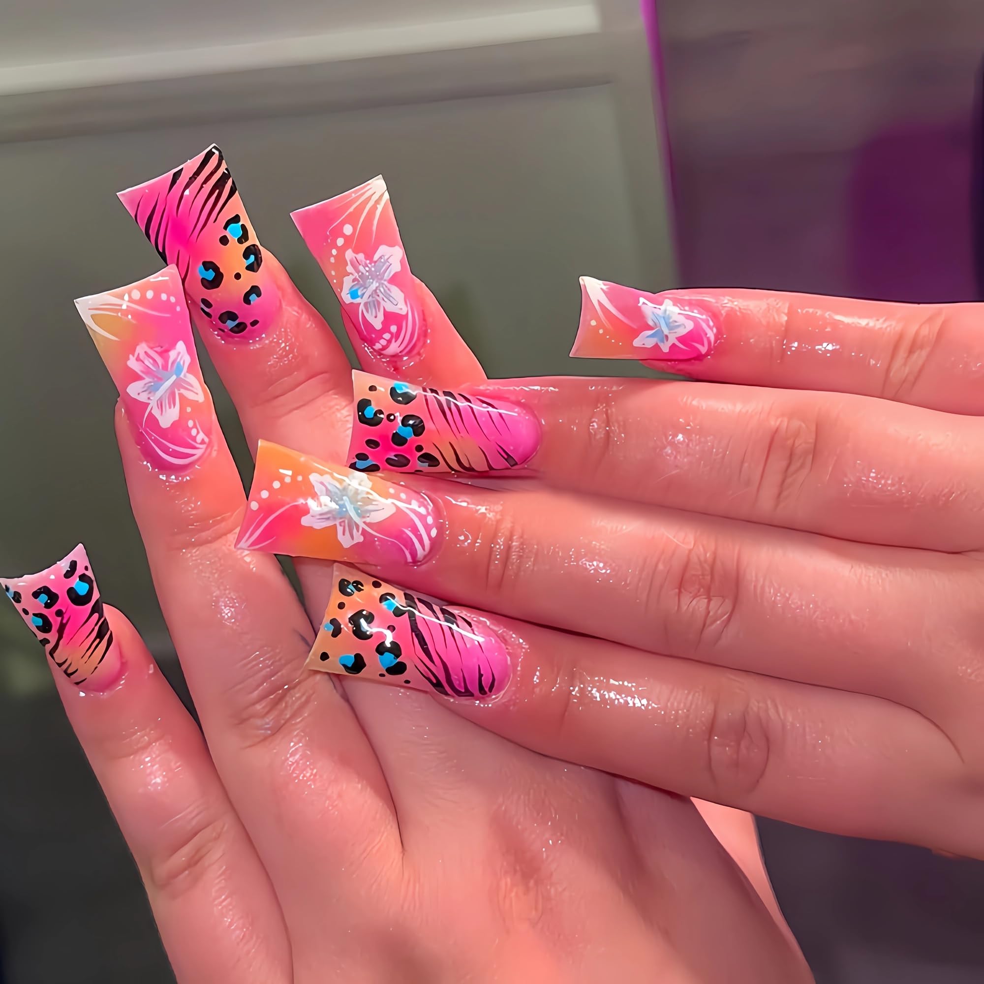 BABALAL Duck Nails Press on Gold Fake Nails