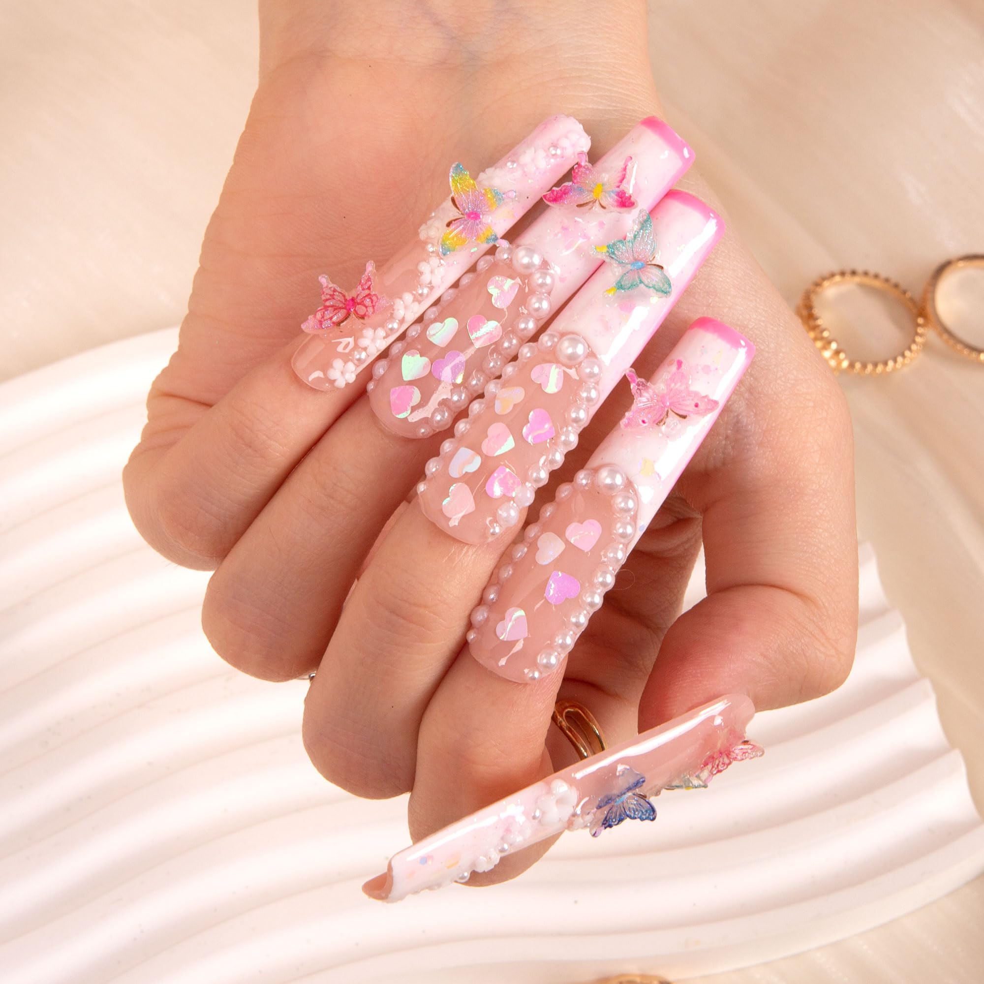 LOVFUL Press on Nails Aquarius | Handmade with Full Covered Crystals |