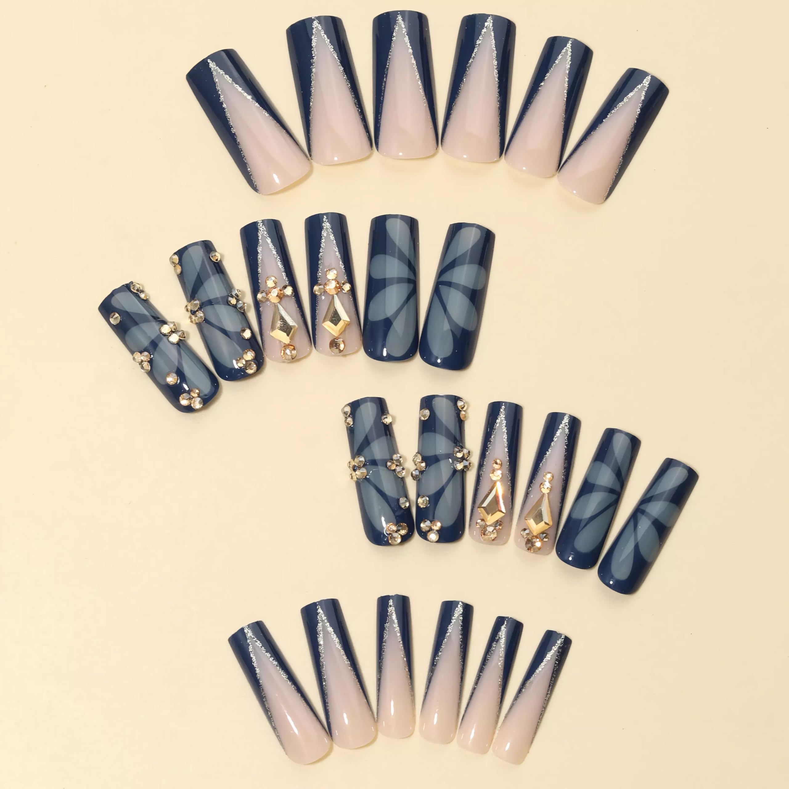 BABALAL Duck Nails Press on Gold Fake Nails