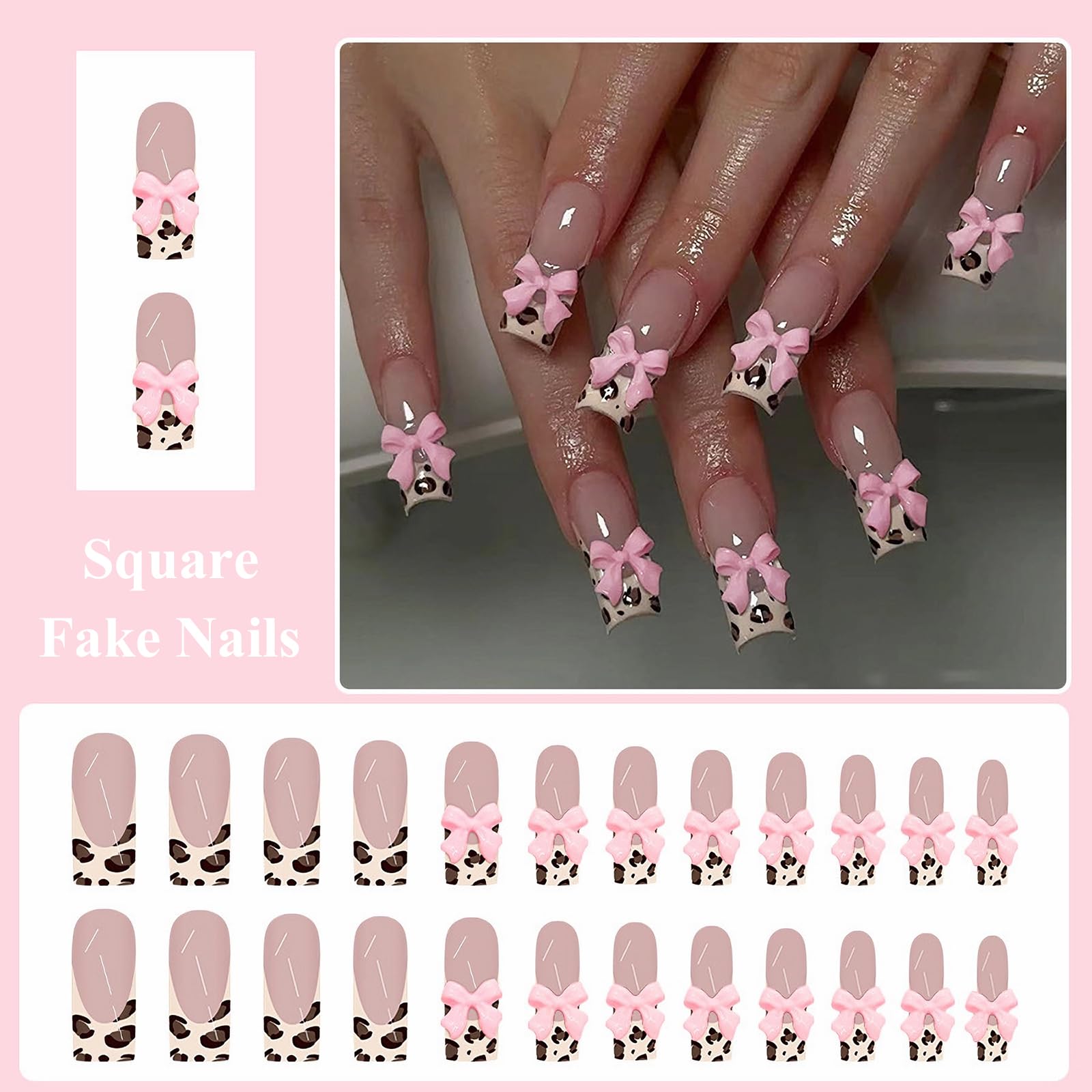 Goth Long Square Acrylic Gothic Y2K Cross Design Press On Nails