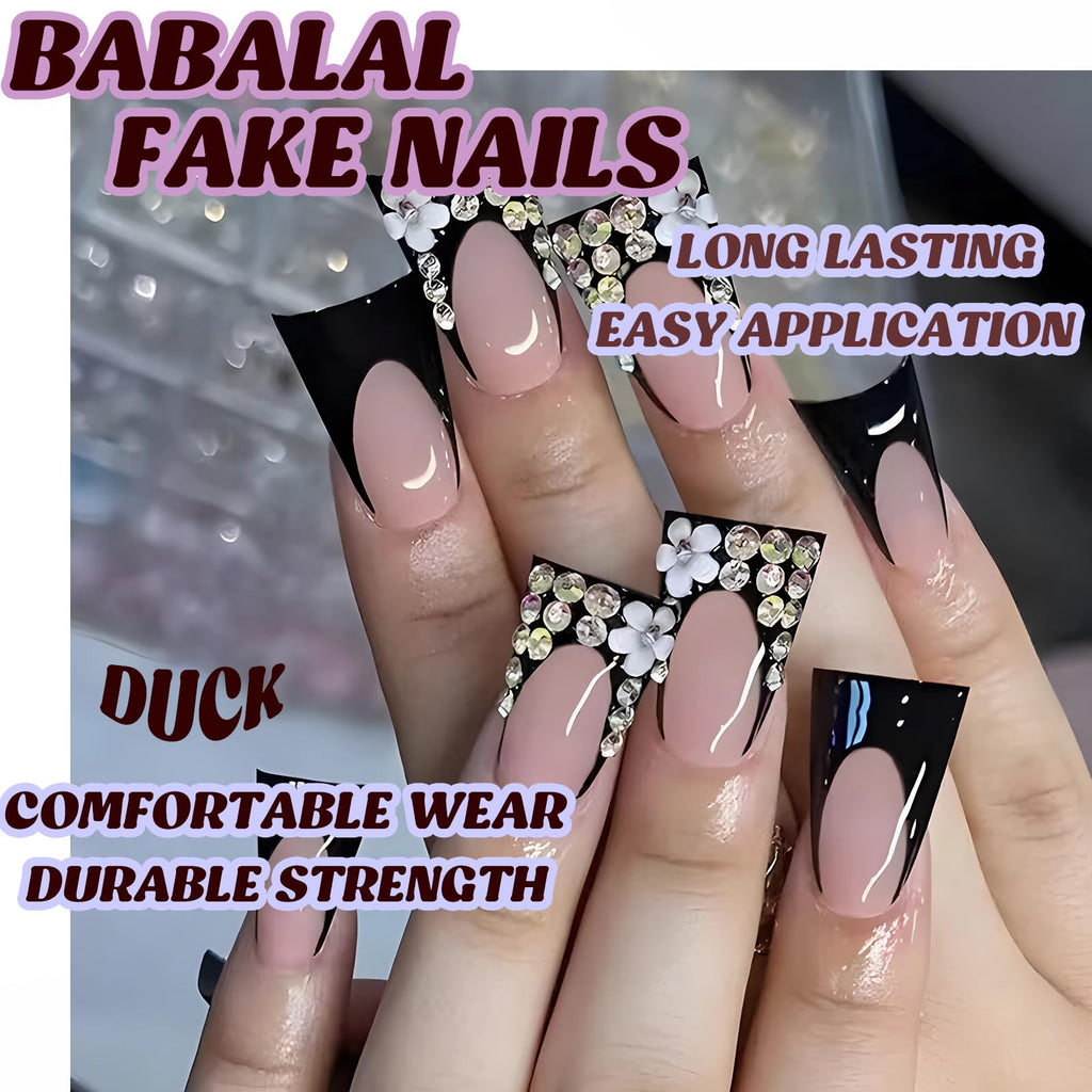 BABALAL Duck Nails Press on Gold Fake Nails