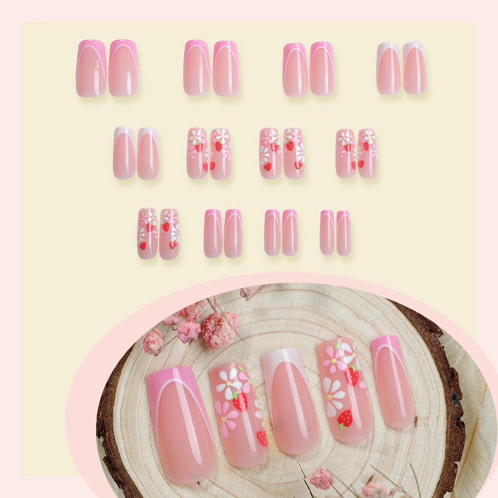 Goth Long Square Acrylic Gothic Y2K Cross Design Press On Nails