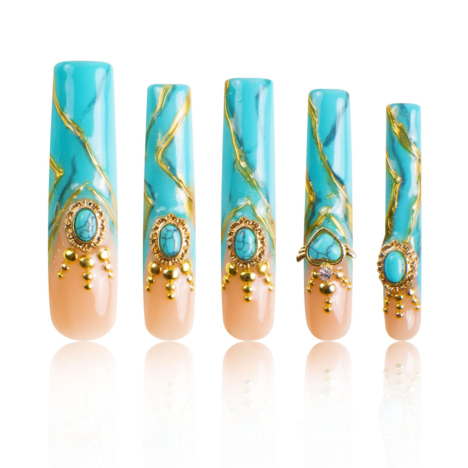 LOVFUL Press on Nails Aquarius | Handmade with Full Covered Crystals |