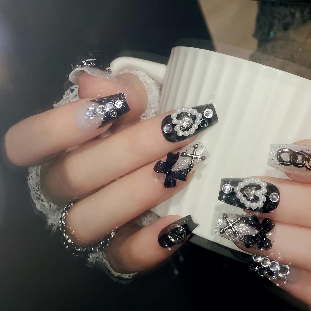 BABALAL Duck Nails Press on Gold Fake Nails