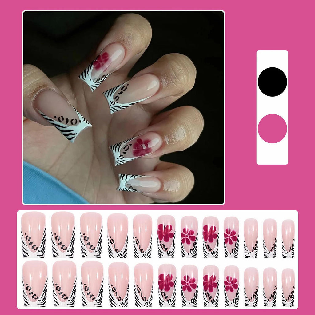 Goth Long Square Acrylic Gothic Y2K Cross Design Press On Nails