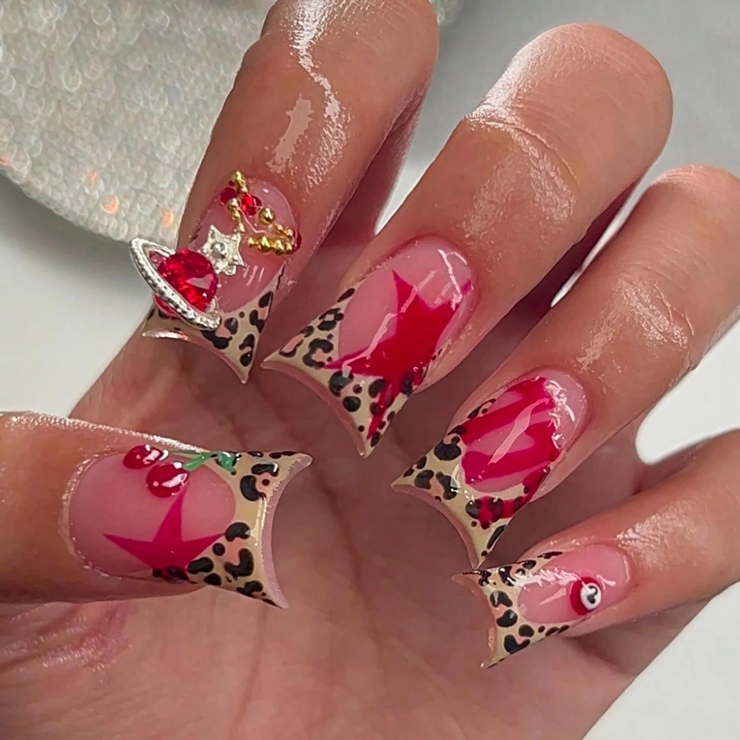 BABALAL Duck Nails Press on Gold Fake Nails